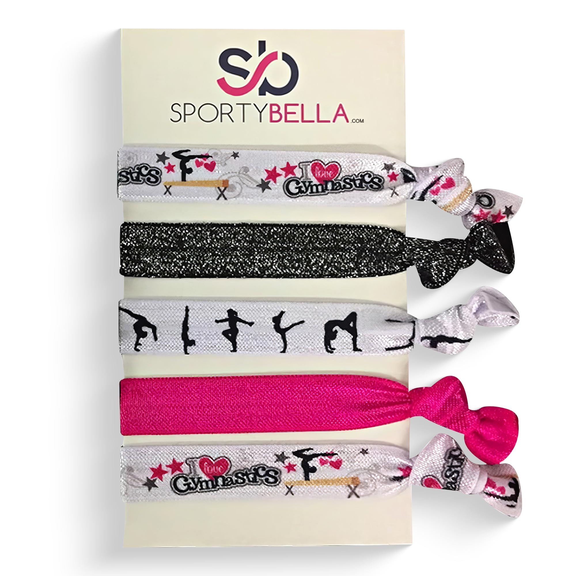 Gymnastic Hair Ties - Hair Accessories For Girls' Gymnastics Routines. Enhance Your Style with Elastics by SportyBella 5pcs.