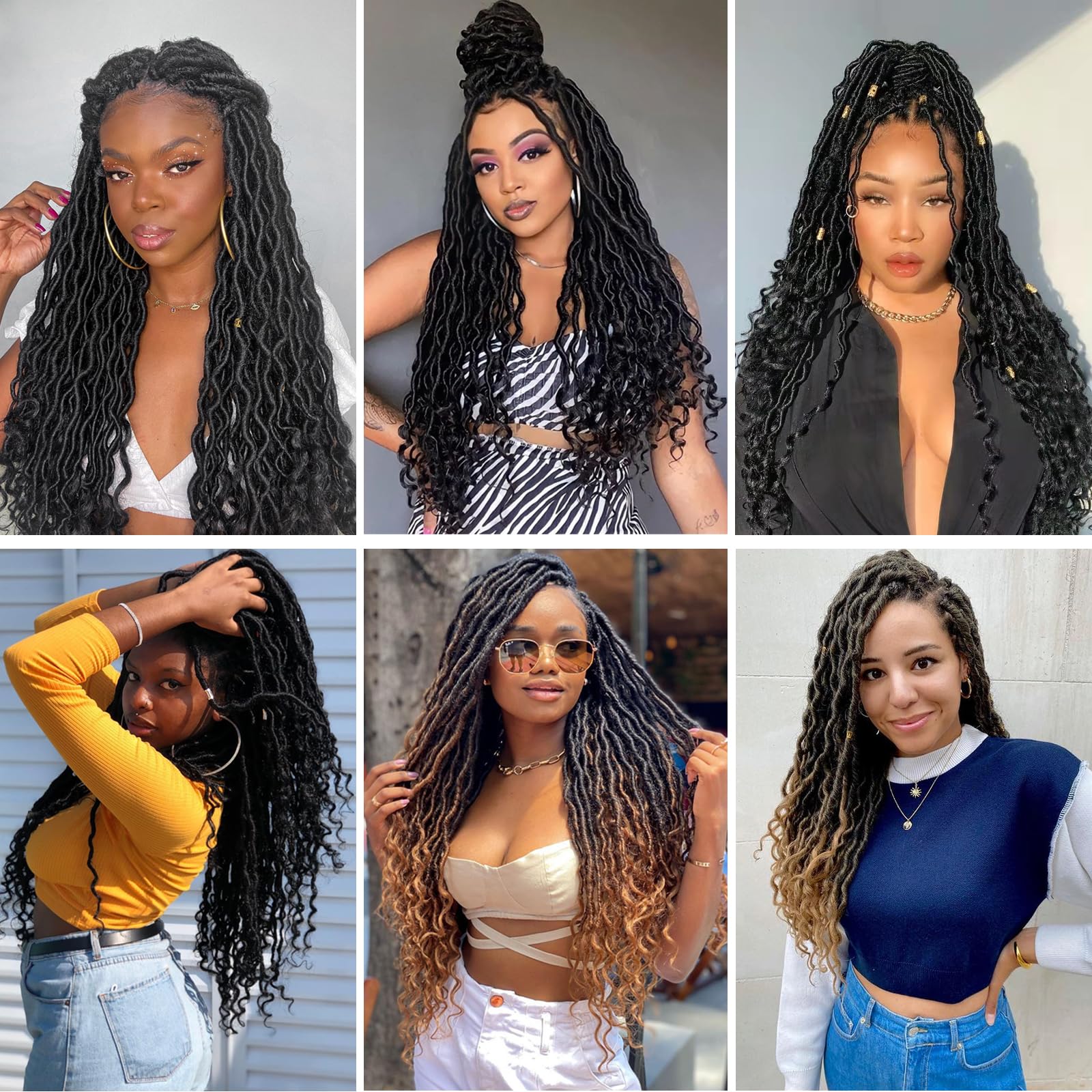 Cohariss Faux Locs 16 Inch Crochet Hair Pre Looped Goddess Locs Crochet Hair For Black Women Soft Locs Crochet Hair With Curly E