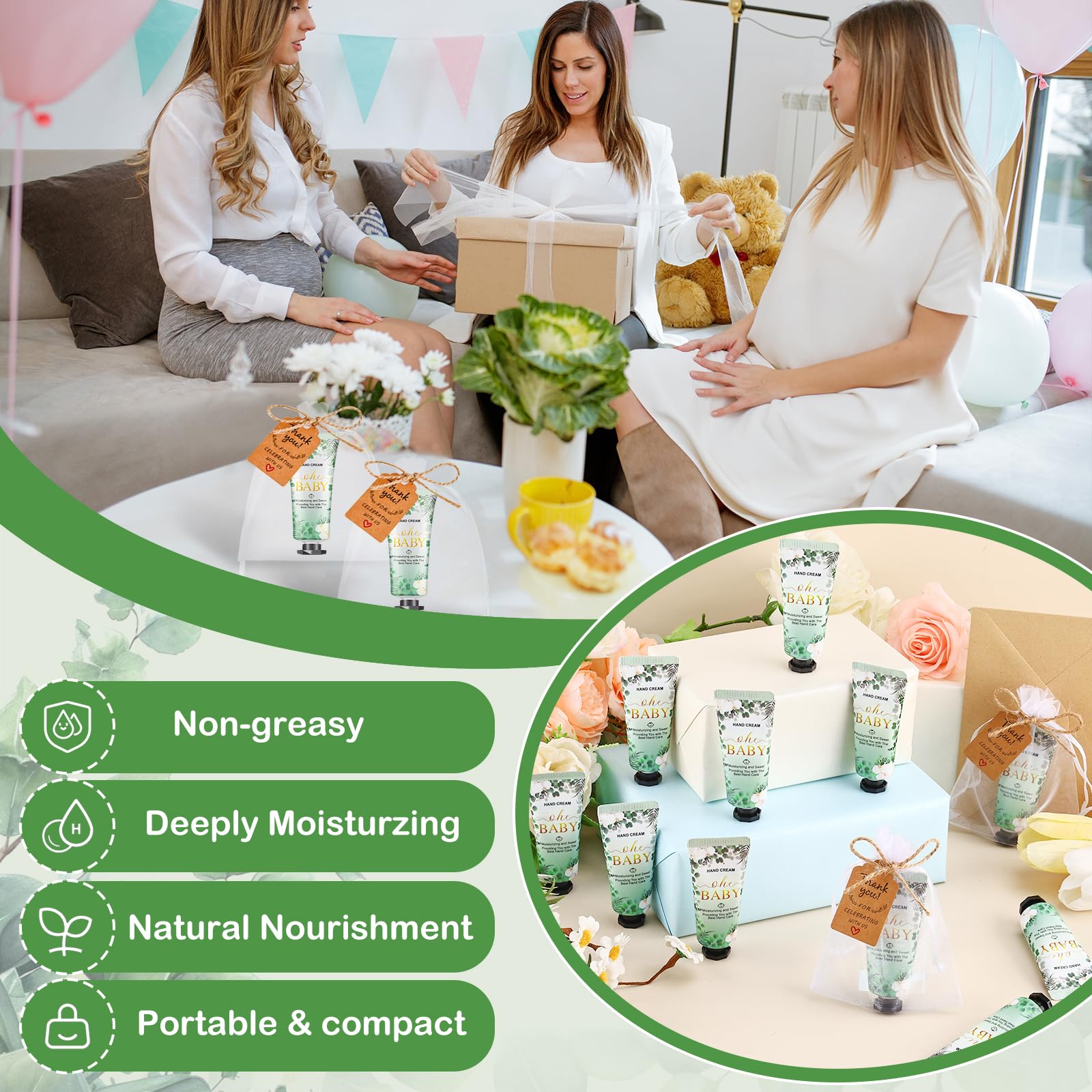 60 Sets Baby Shower Hand Cream, Wedding Hand Cream Gifts, Baby Shower Party Favors Gifts For Guests Bridal Shower, Travel Size H