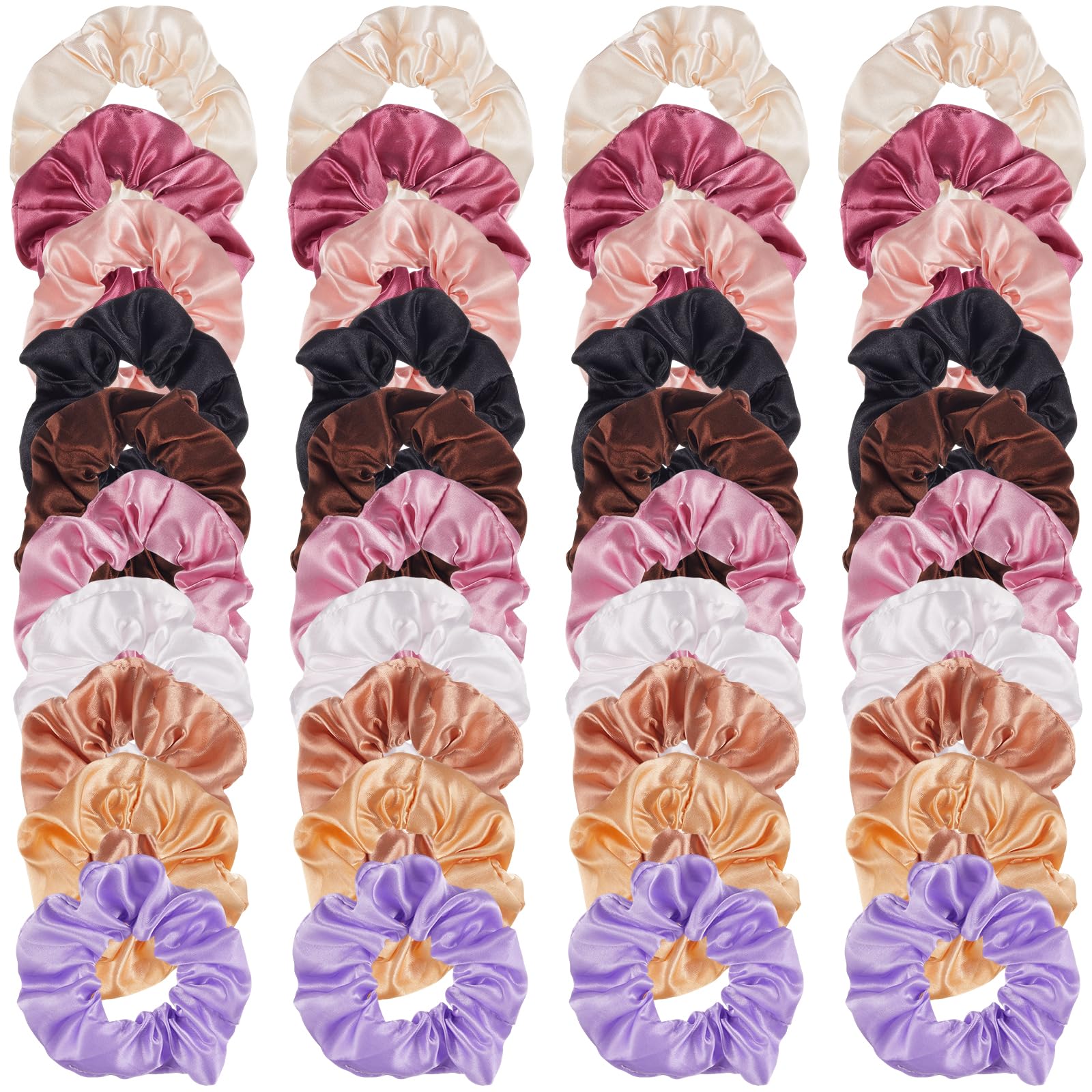 Hoteam 200 Pieces Satin Hair Scrunchies Bulk for Ponytail Holder Solid Color Satin Hair Tie Hair Elastics Bands for Women Teens 