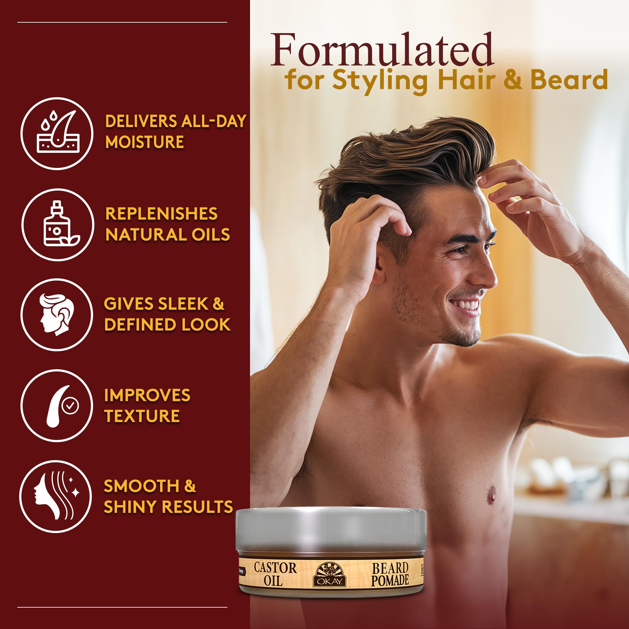 OKAY- MEN Hair and BEARD POMADE 2oz / 59ml