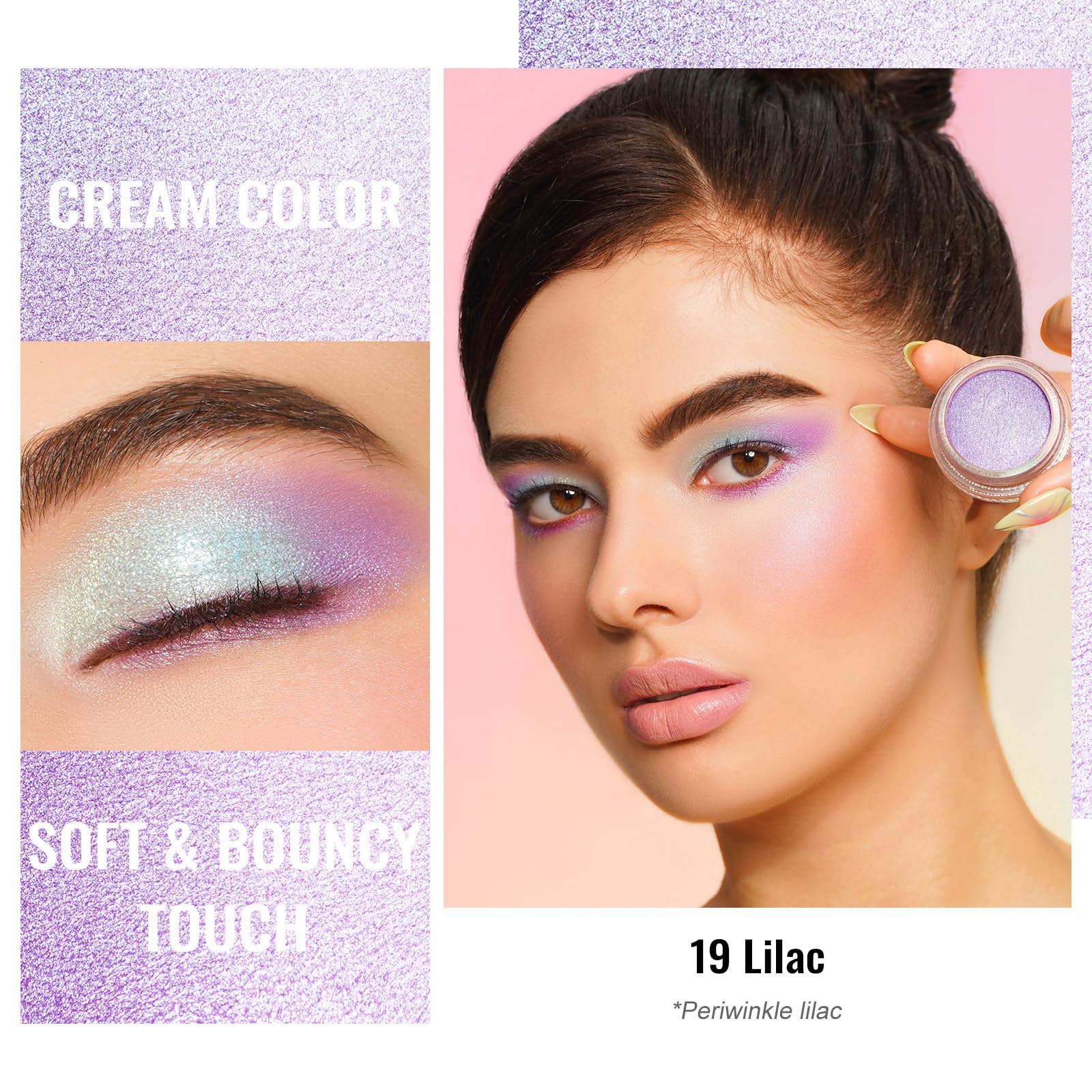 Oulac Purple Cream Eyeshadow also for Highlighter Large Capacity Highly Pigmented Eye Shadow Waterproof &Long Lasting with Moist