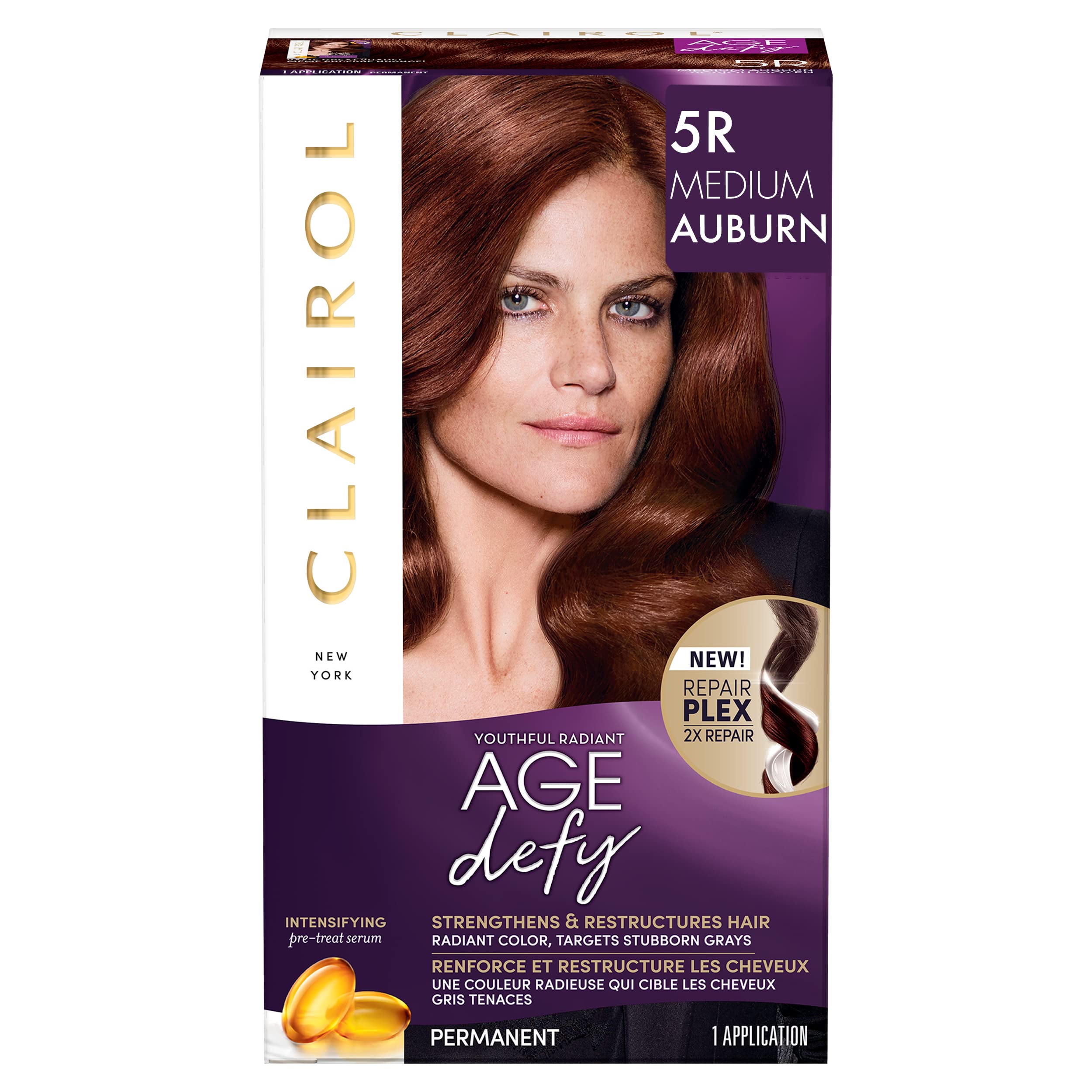 Clairol Age Defy Permanent Hair Color, 5R Medium Auburn, 1 Count