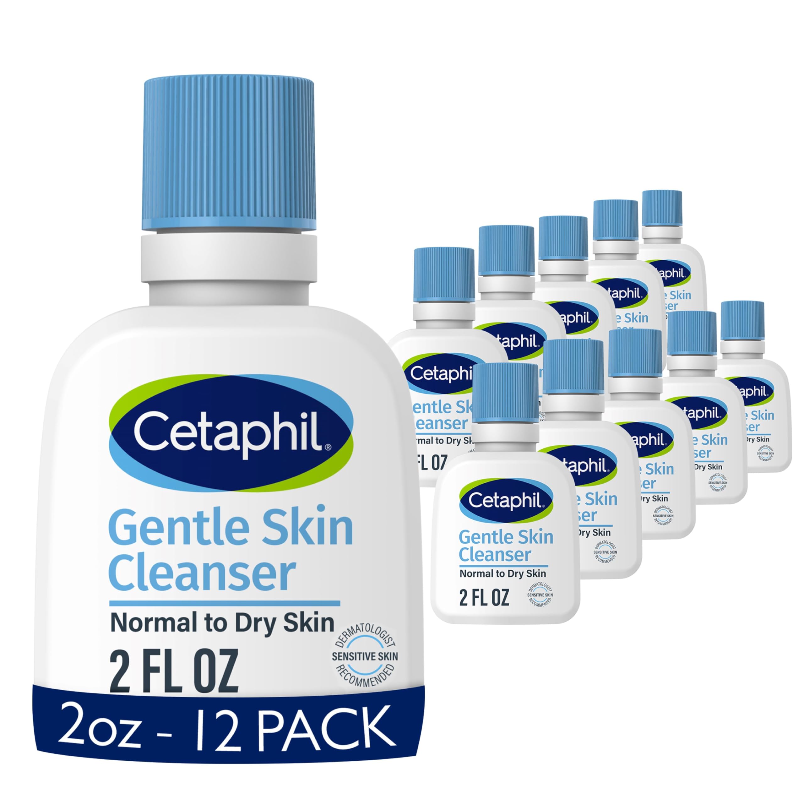 Cetaphil Face Wash, Hydrating Gentle Skin Cleanser For Dry To Normal Sensitive Skin, New 2 Oz 12 Pack, Fragrance Free, Soap Free