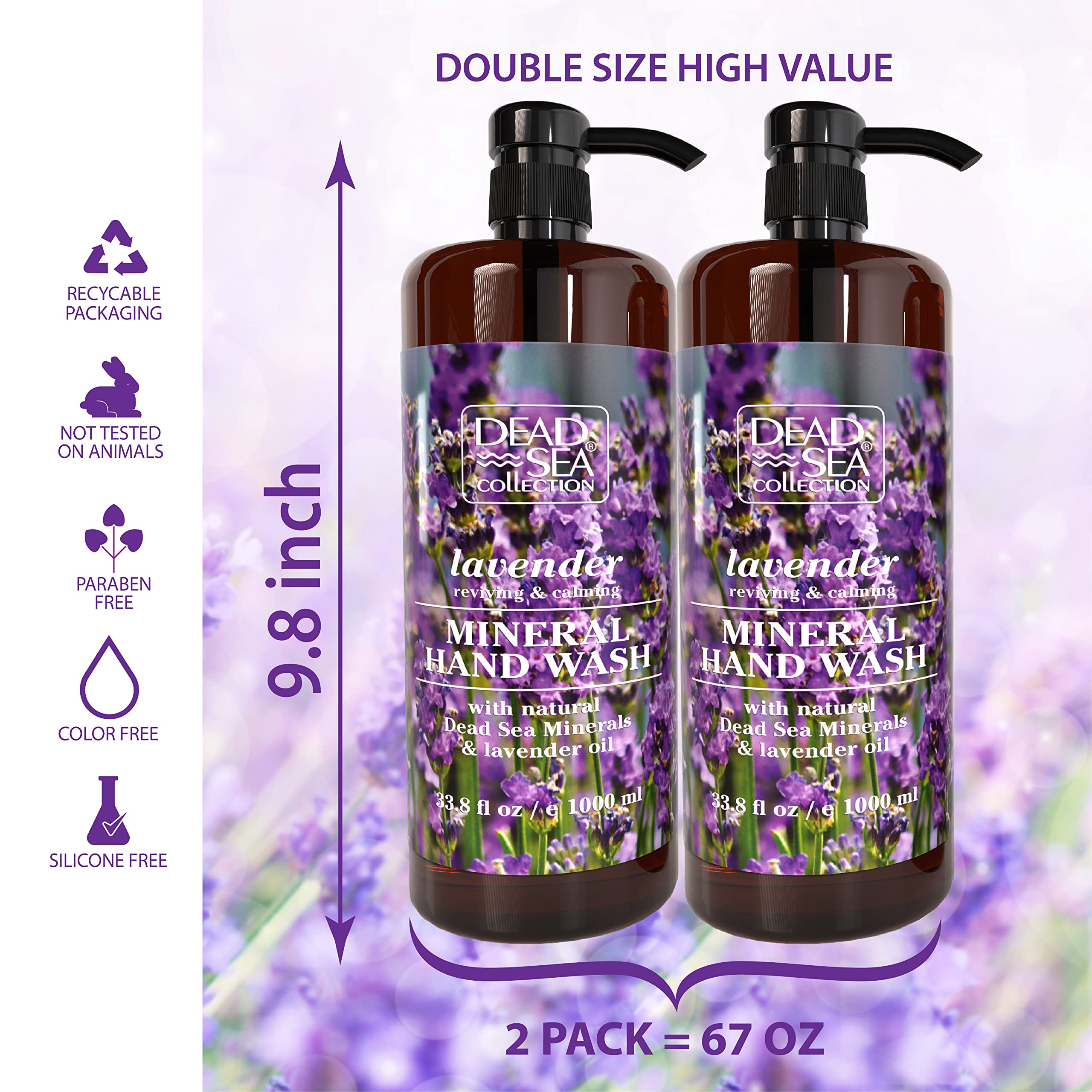Dead Sea Collection Lavender Oil Liquid Hand Soap - Moisturizing Gel Hand Soap With Pump - Nourishing Hand Wash Cleanser - Pack