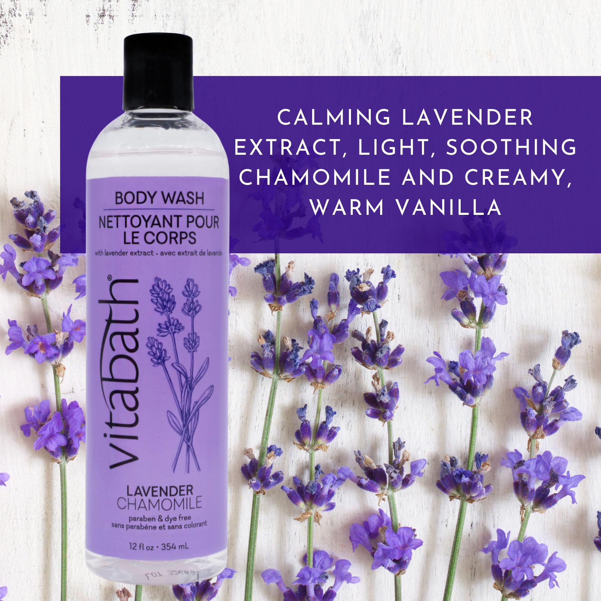Vitabath Lavender & Chamomile Body Wash Moisturizing Bath & Shower Cleanser & Skincare Radiant Detox & Restore Nourishing Body P