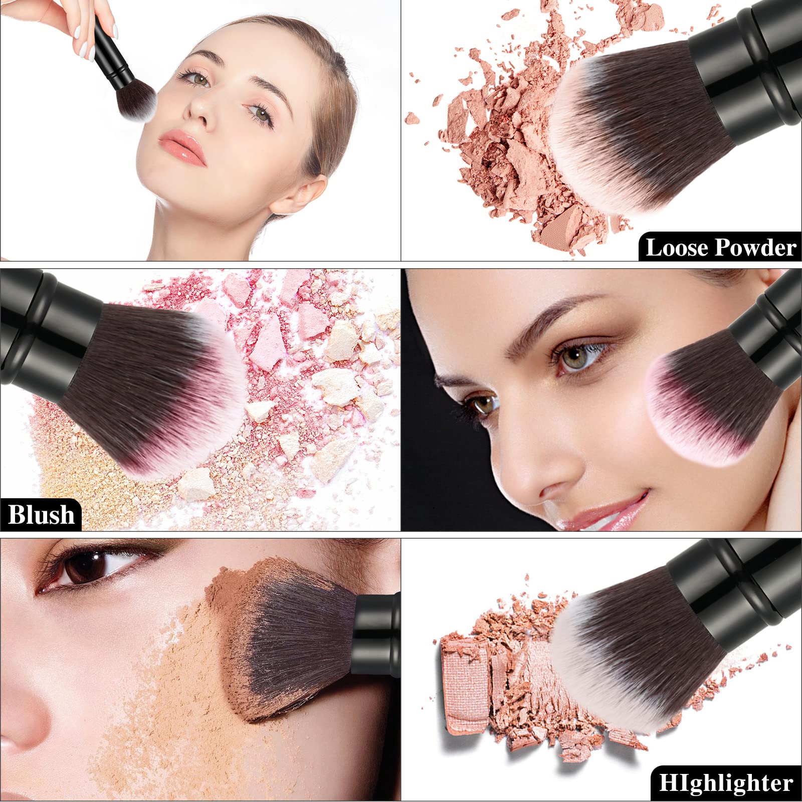 Falliny Retractable Makeup Brush, Travel Kabuki Face Blush Brush, Portable Powder Foundation Sunscreen Brush With Cover For Blus
