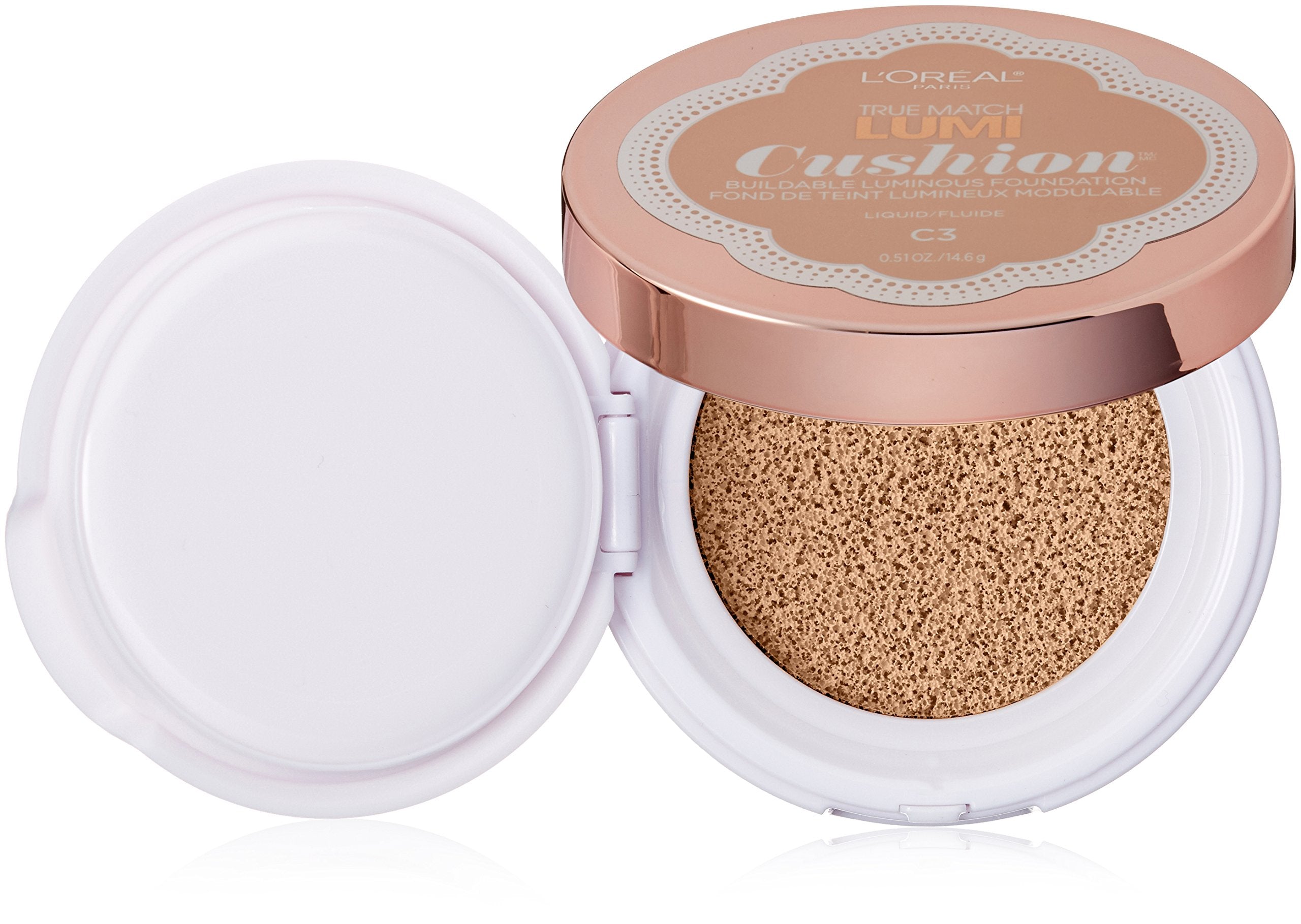 L'Or  al Paris True Match Lumi Cushion Foundation, C3 Creamy Natural, 0.51 oz.