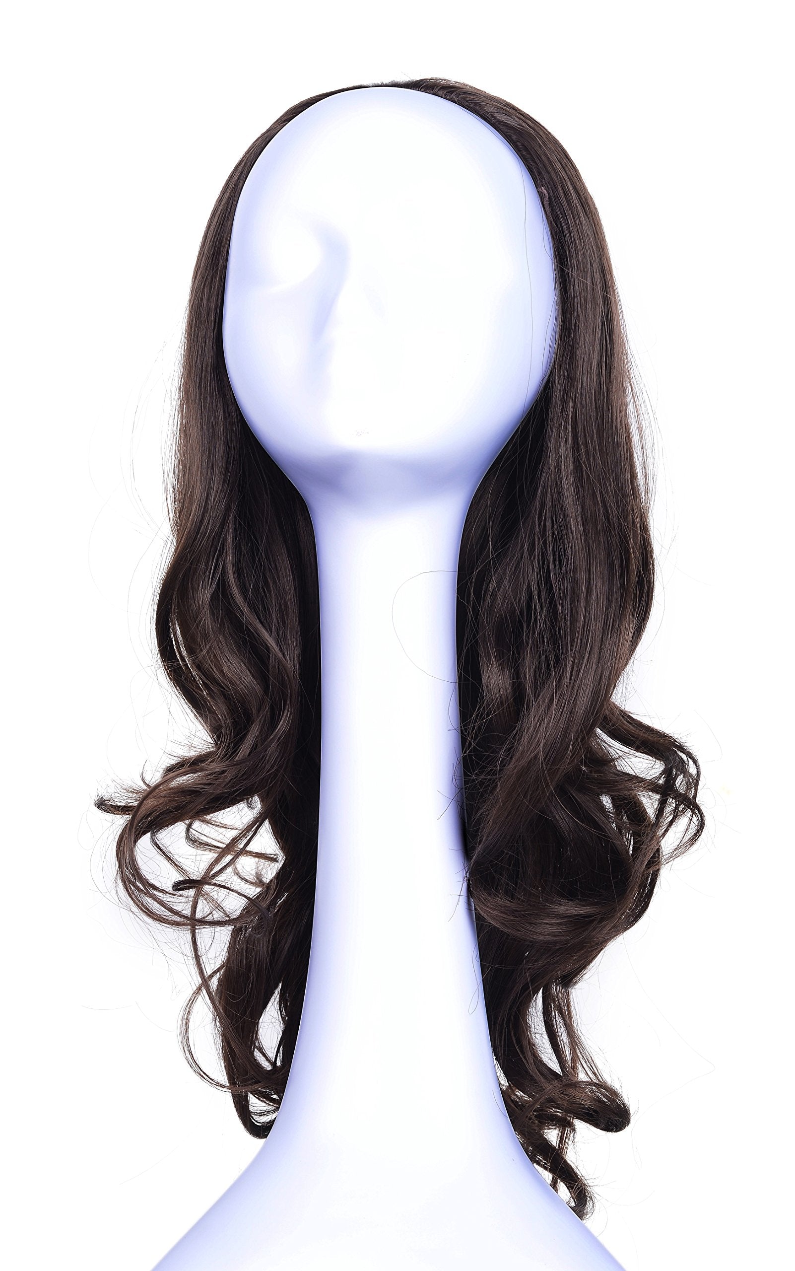 Onedor 23'' Curly Hair Women Ladies 3/4 Half Wig Premium Japanese Synthetic Kanekalon Fibers Wigs With Secured Mesh Head Cap (R6