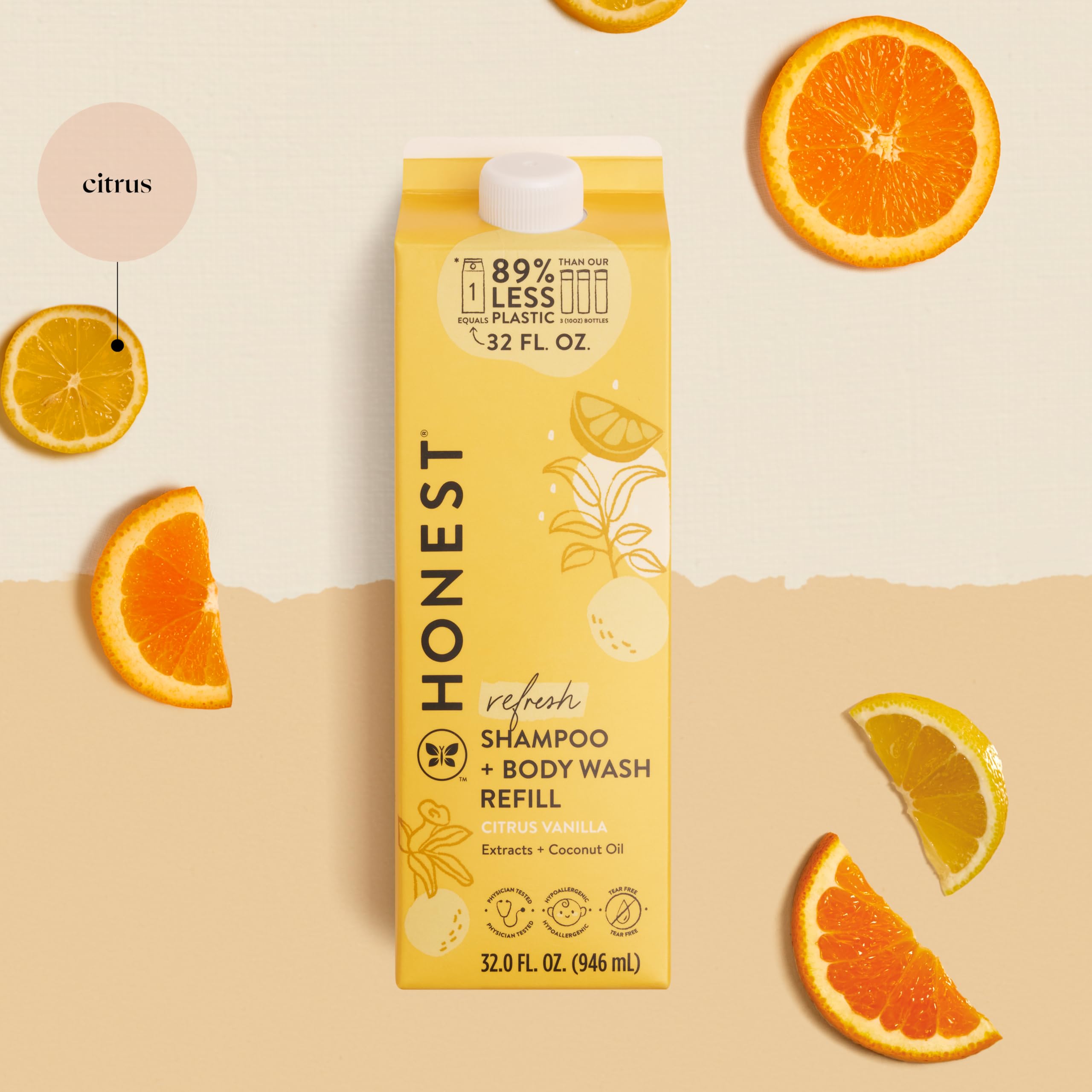 The Honest Company 2-In-1 Cleansing Shampoo + Body Wash Refill Carton | Gentle For Baby | Naturally Derived, Tear-Free, Hypoalle