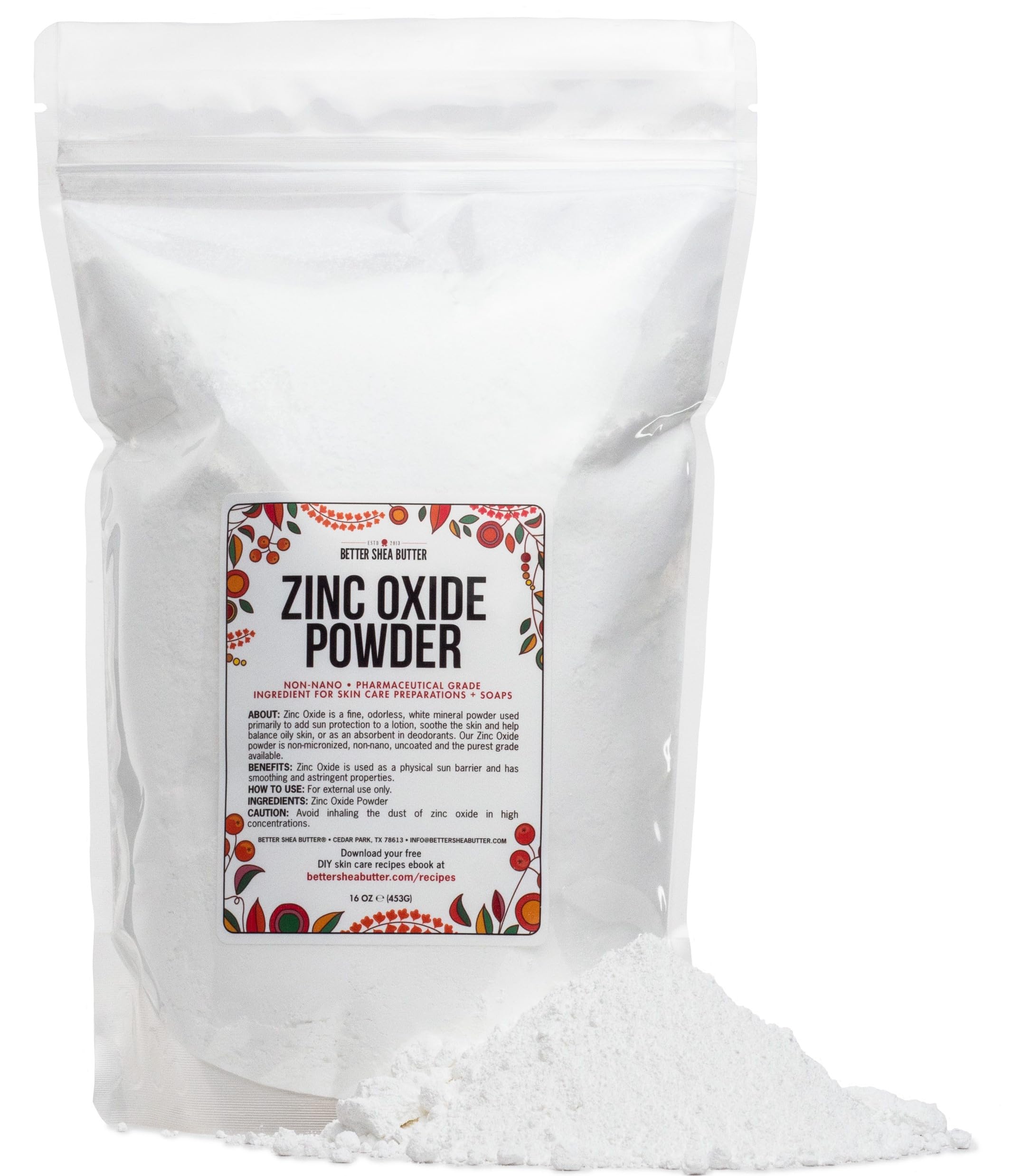 Zinc Oxide Powder | Uncoated, Non Nano Zinc Oxide | Pure, Pharmaceutical Grade | Use In Homemade Sunscreen Lotion | Diaper Rash
