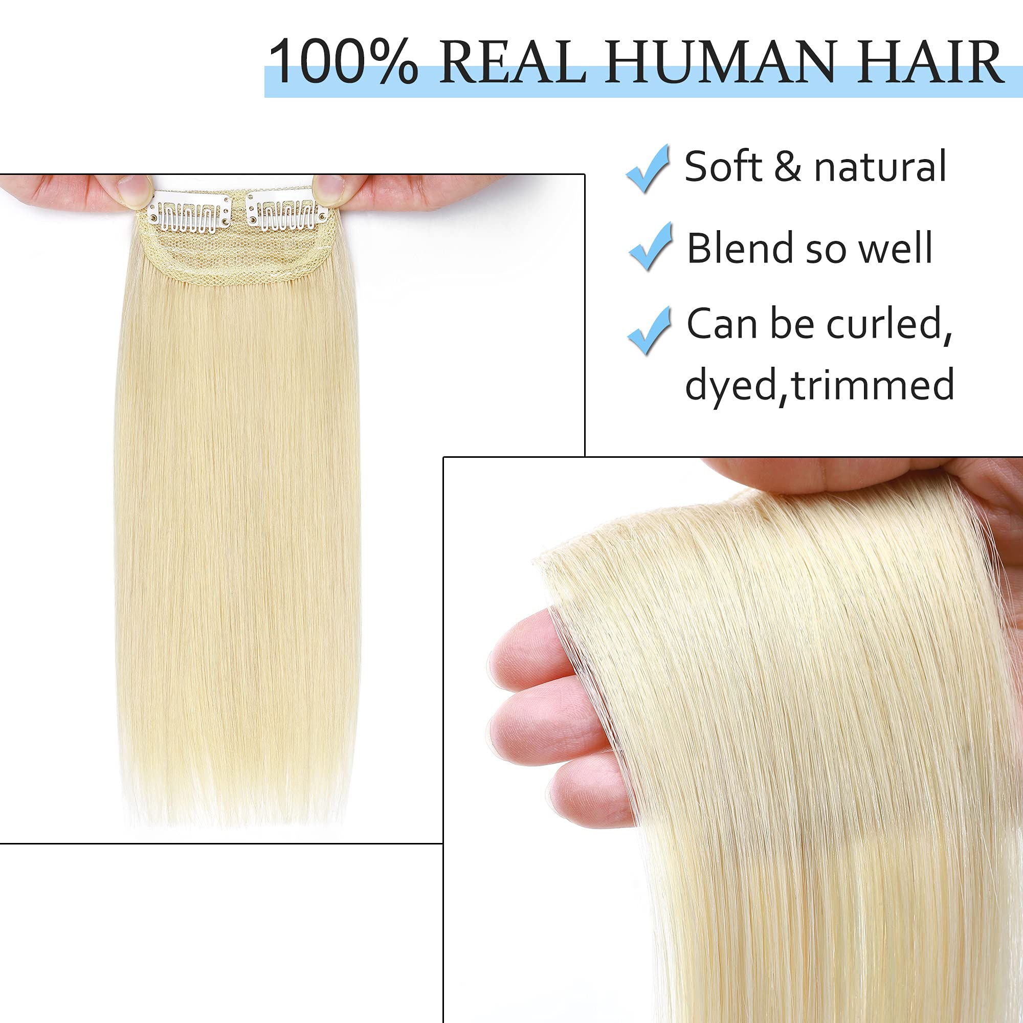 Sego 2 Pcs Clip In Short Hair Extensions Real Human Hair 12 Inch 34G Hairpiece Human Hair Toppers For Women With Thinning Hair A