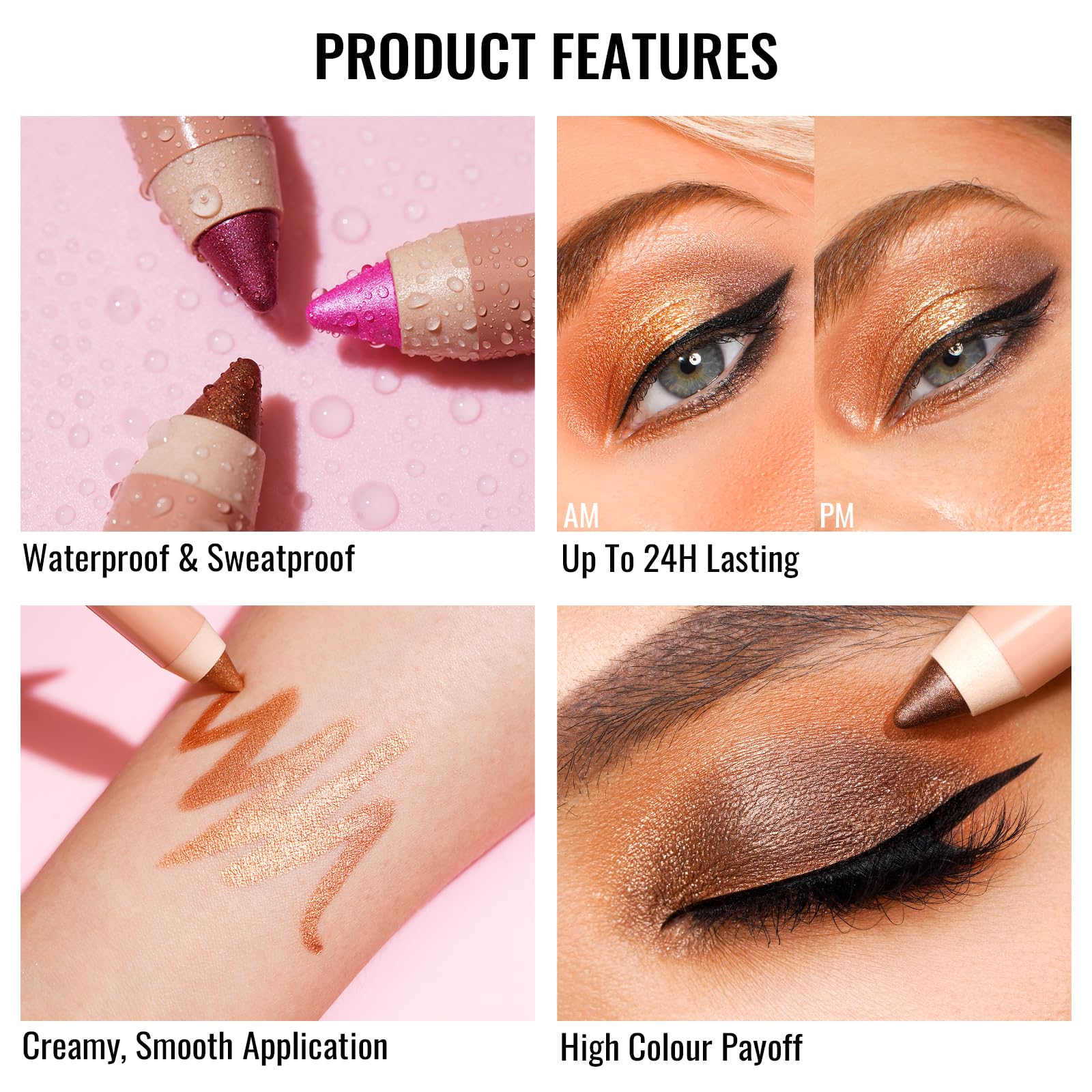 Oulac Sparkly Green Eyeshadow Pencil - Waterproof Eye Shadow Stick Smooth And Long Lasting, Shimmering Glitter Finish, Blendable