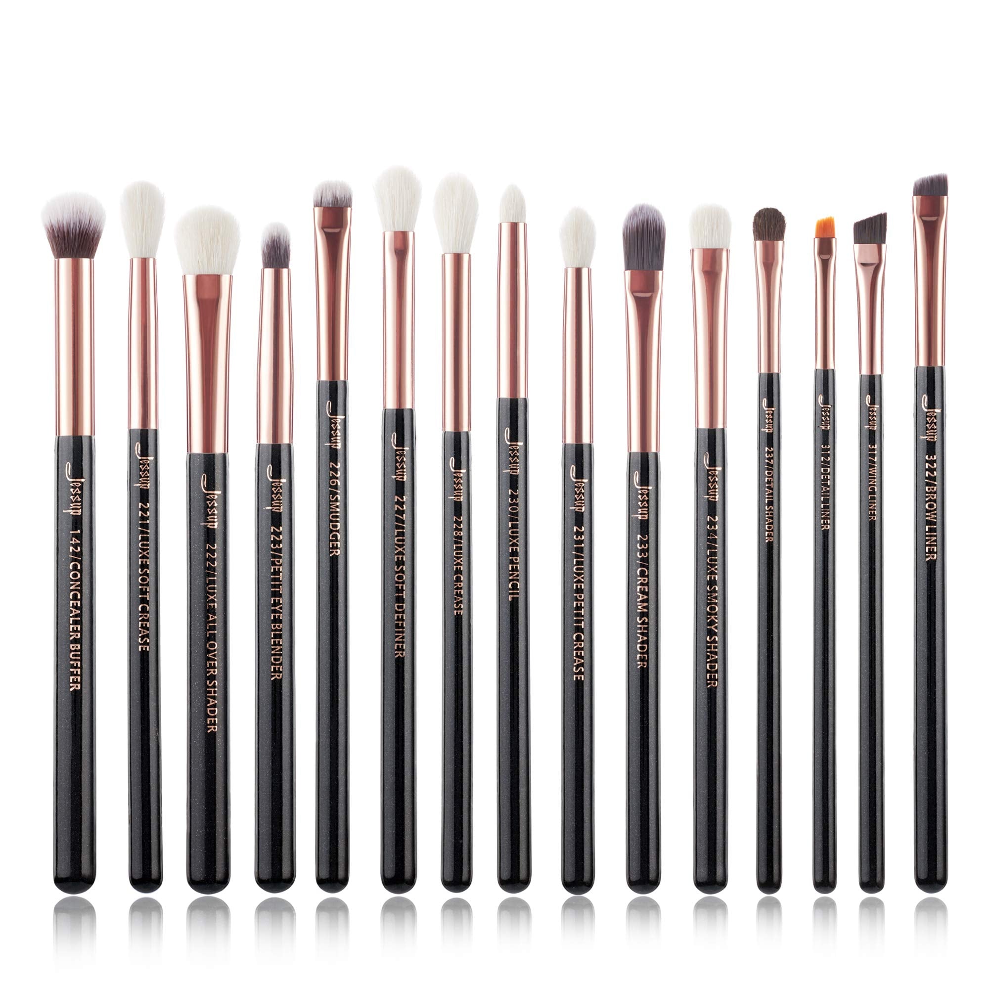 Jessup 15Pcs Professional Makeup Brushes Set Make up Brush Tools kit Eye Liner Shader Wood Handle Natural-synthetic Hair Brushes