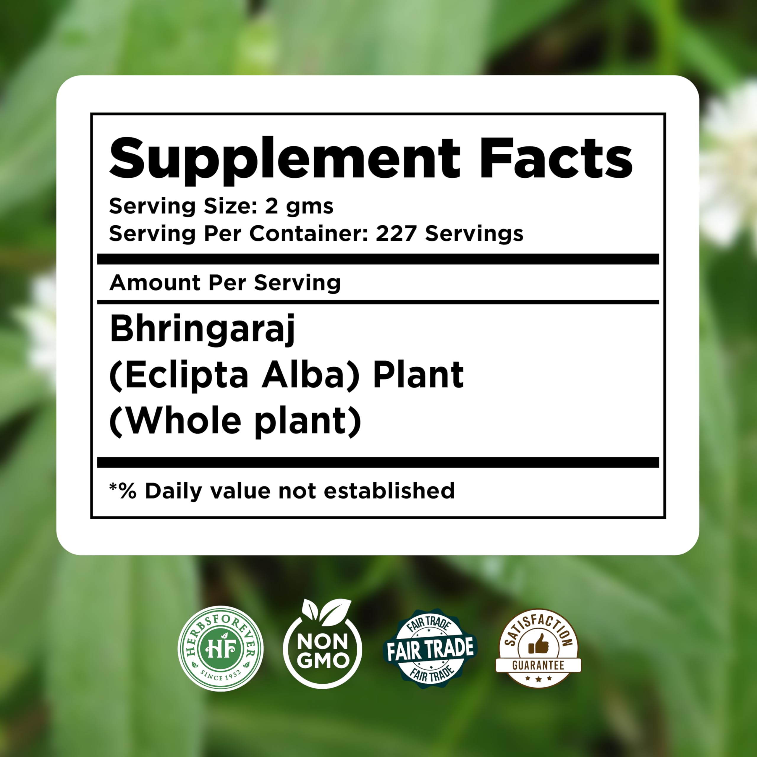 HerbsForever Bhringaraj Powder Eclipta Alba Hair Care Herb Natural Hair Conditioner Nourishes Hair Follicles Non GMO, Vegan 230