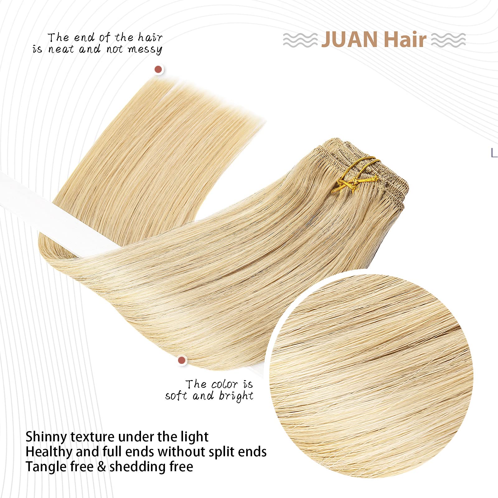Aison Bleach Blonde Clip in Hair Extensions Real Human Hair 70G 100% Remy Human Hair Soft Silky Straight 7pcs 16clips One Pack (