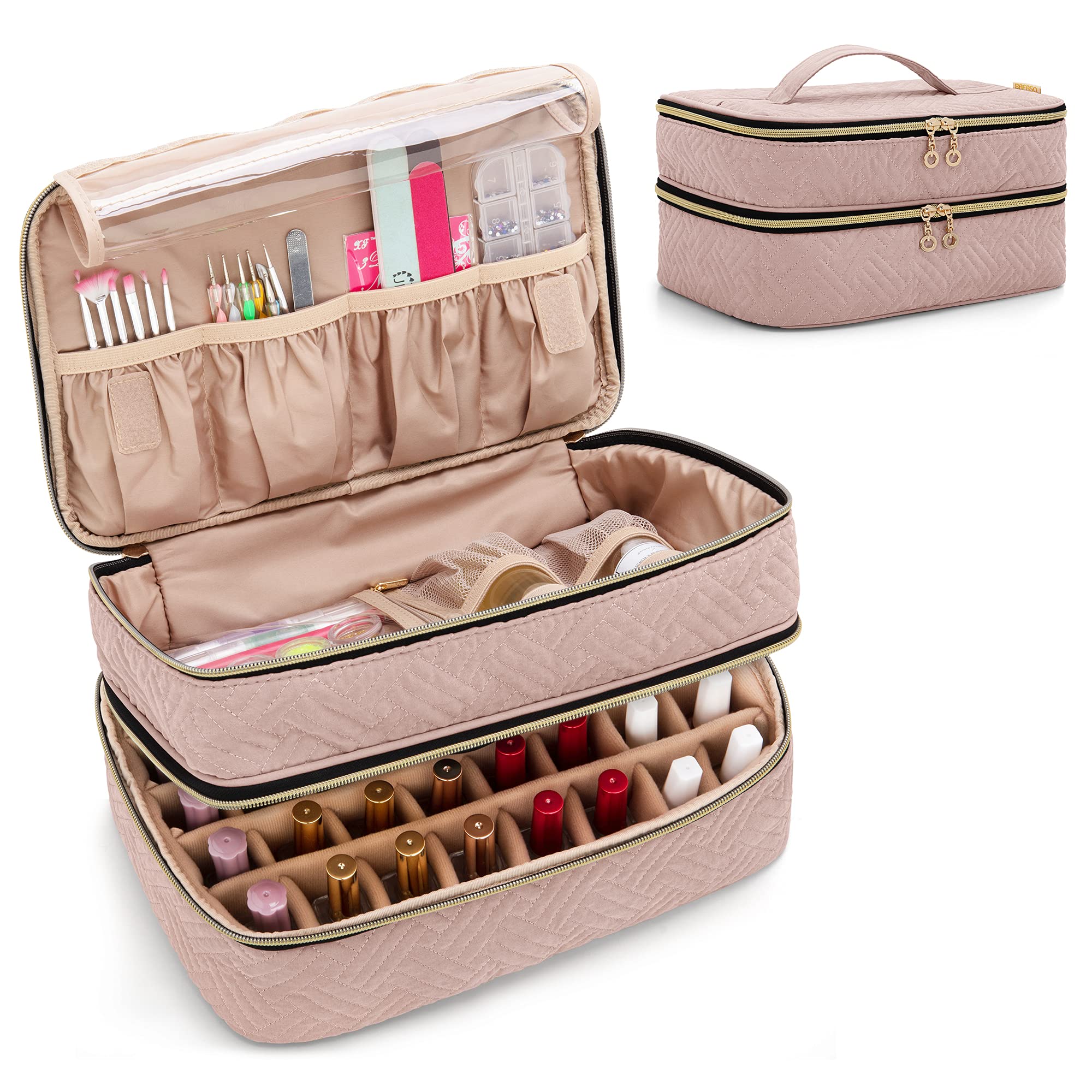 BAFASO Nail Polish Organizer Holds 40 Bottles (15ml - 0.5 fl.oz), Nail Polish Case with Manicure Tools Storage Sections (Patente