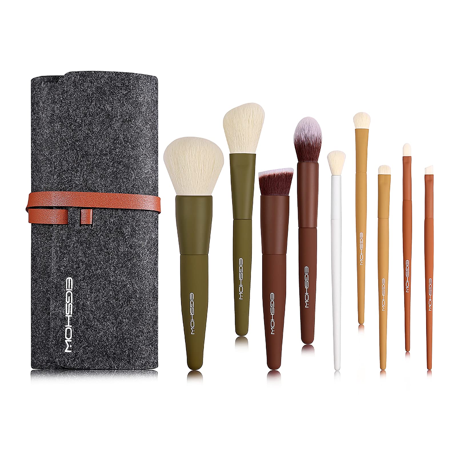 Makeup Brushes, Eigshow 5 Colors Essential Kabuki Makeup Brush Set With Ultra-Soft Synthetic Fibers For Powder Blush Concealers