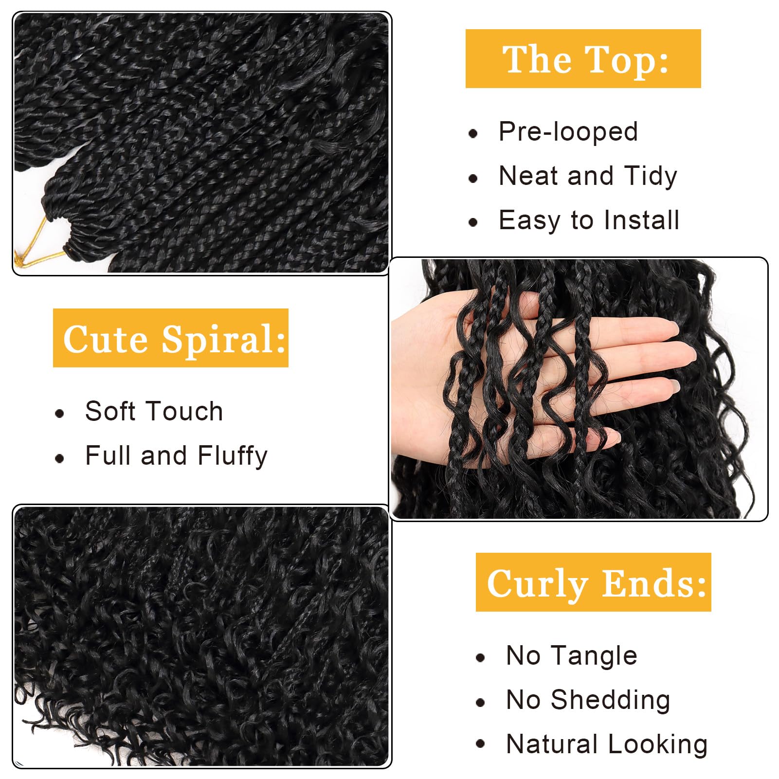 Goddess Box Braids Crochet Hair For Woman 18 Inch Long Pre-Looped Crochet Boho Box Braids Curly Ends Bohemian Hippie Braids Synt
