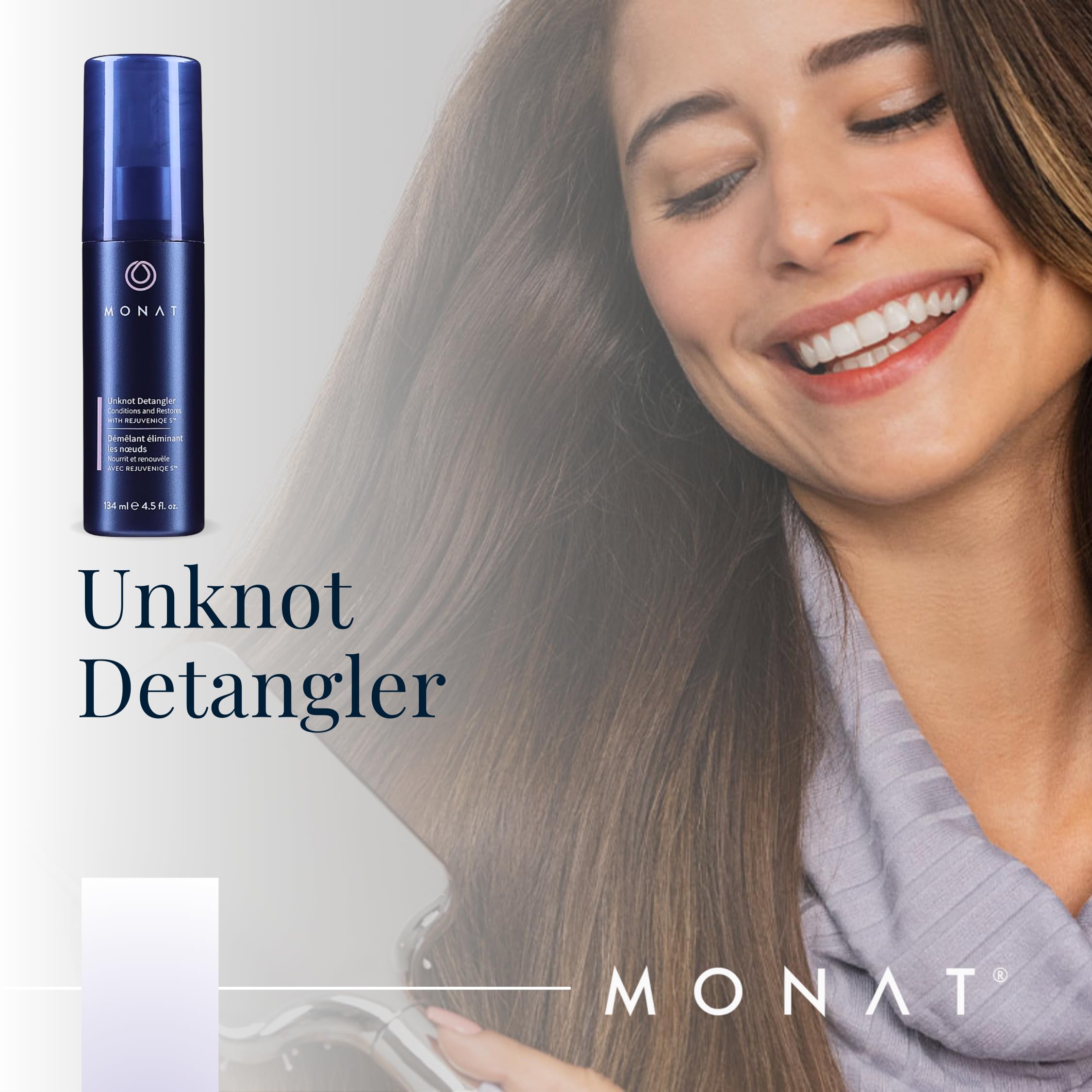 MONAT Unknot Detangler Infused with Rejuveniqe S - Lightweight, Anti Frizz Hair Detangler Spray Leaving Strands Soft and Knot-fr