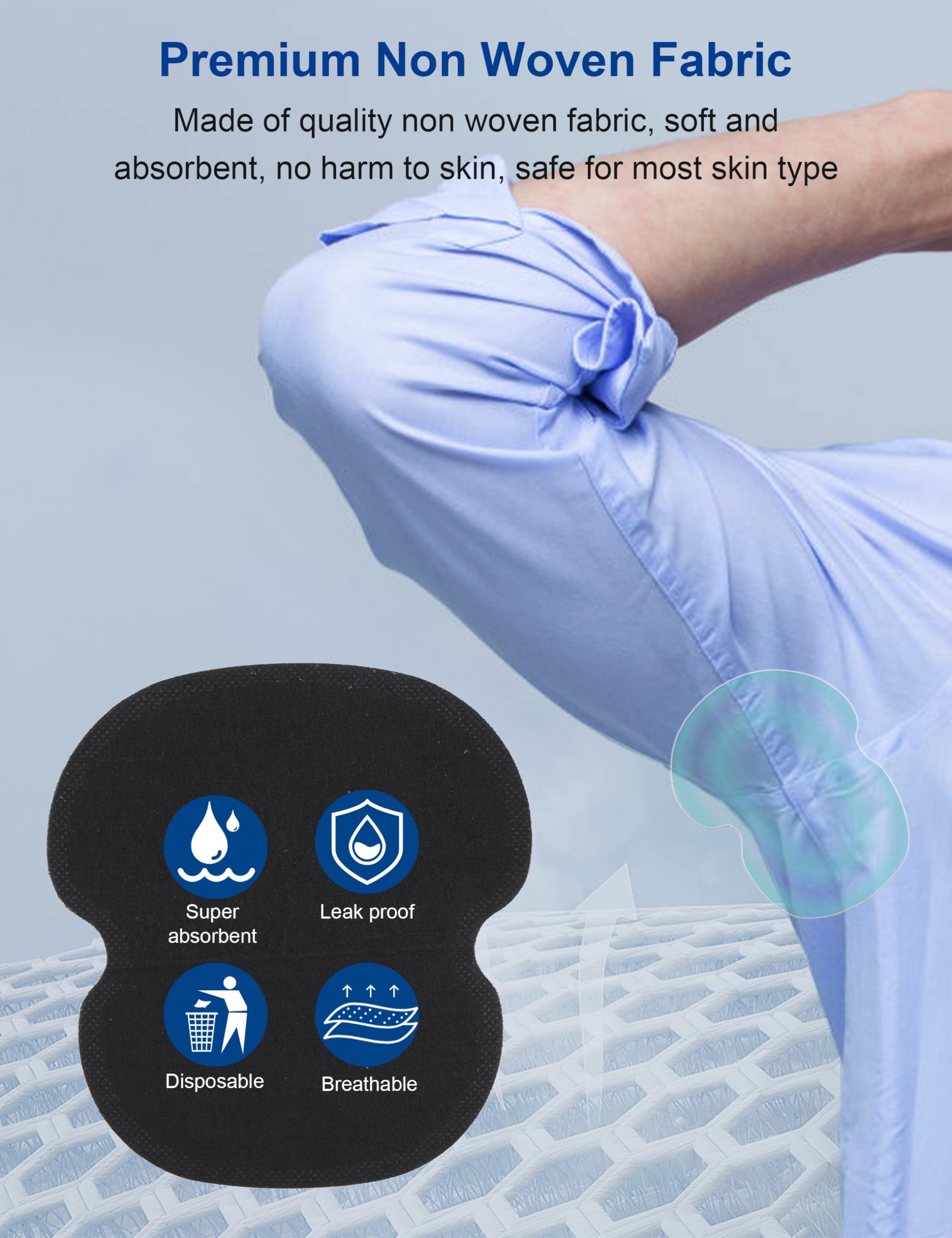Armpit Protector, Armpit Sweat Pad, Underarm Sweat Pad, 60Pcs Underarm Pads Non Woven Fabric Dress Clothing Underarm Sweat Pads