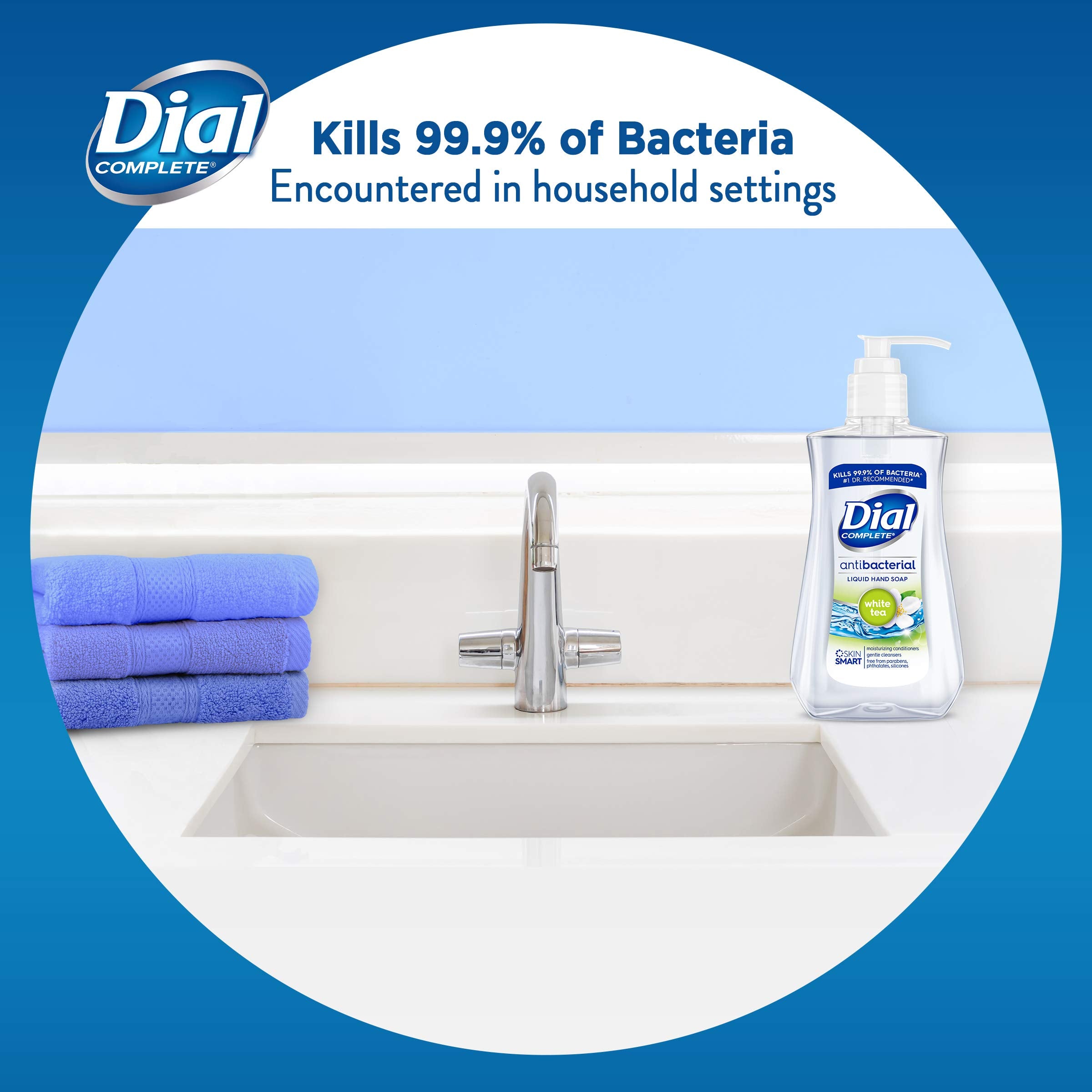 Dial Antibacterial Liquid Hand Soap, White Tea, 7.5 Fl Oz (Pack Of 12)