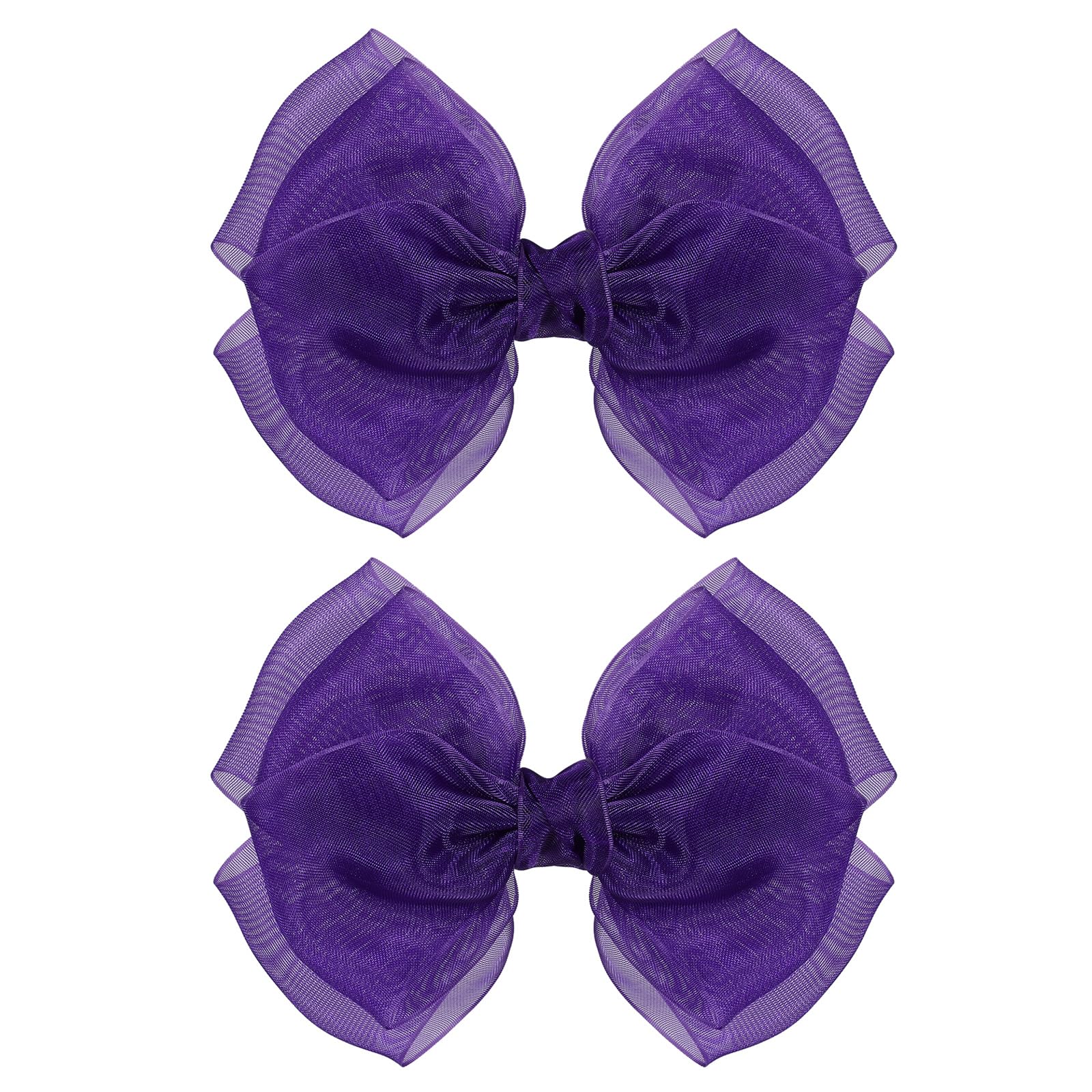 Dark Purple Mesh Hair Bows Clips 4'' Organza Ribbon Hair Barrettes Alligator Hairpins for Girls Fall Birthday Wedding Party Dres