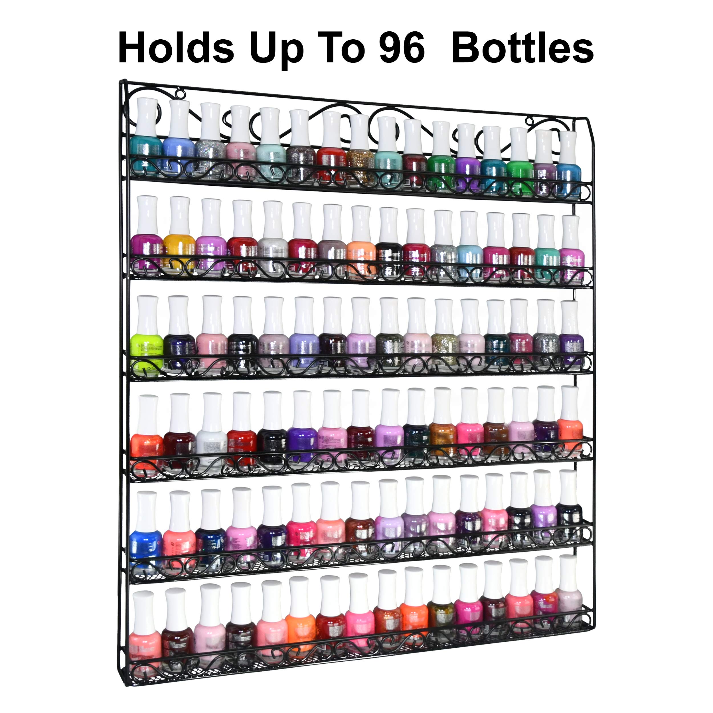 AMT 6 TIER Metal Nail Polish Racks, Fit Up To 108 BOTTLES, Black Wall Mounted, Display for The Wall, Young Living Essential Oils