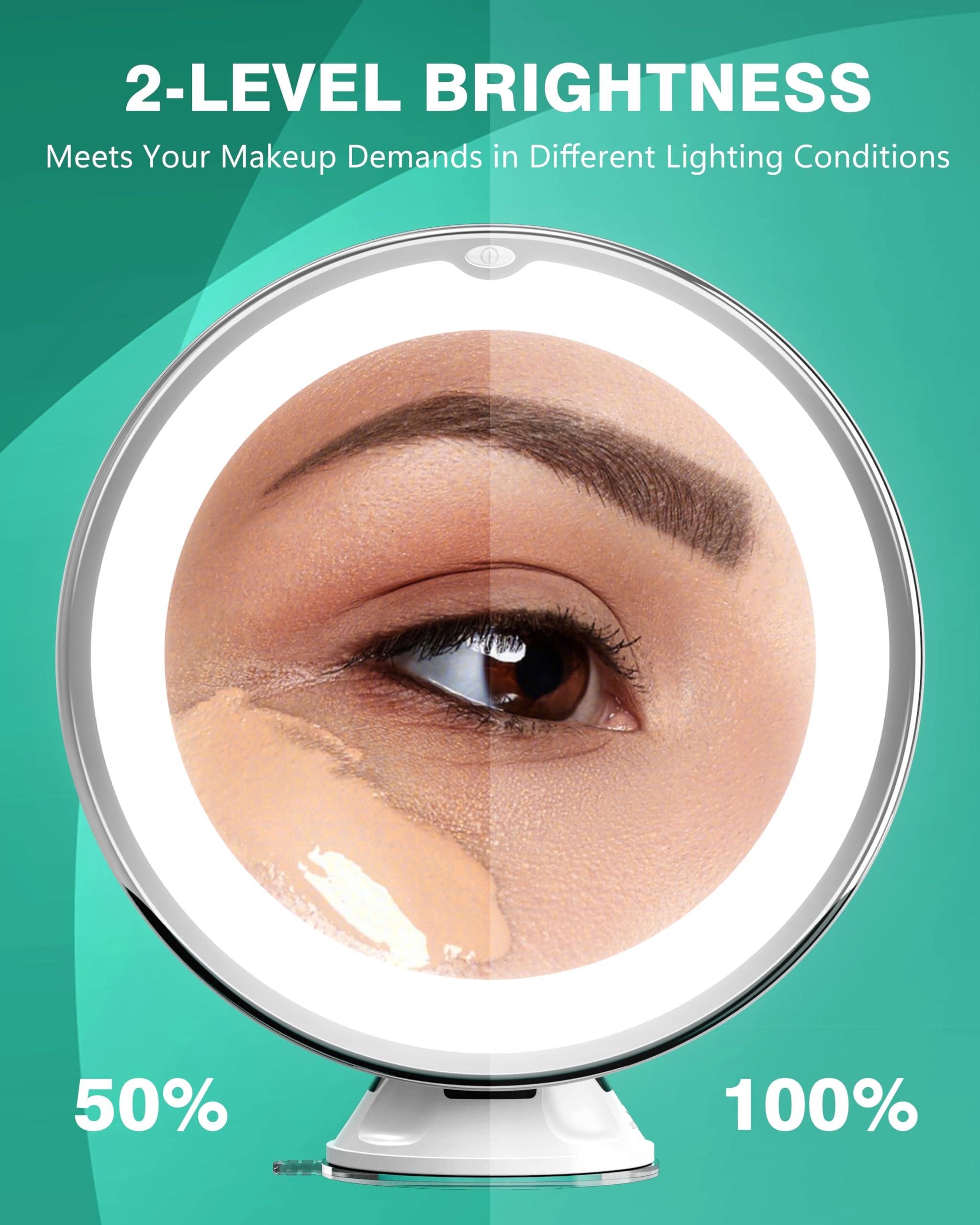 Auxmir Upgraded 20X Magnifying Lighted Makeup Mirror With 2-Level Brightness, Vanity Mirror With Power Suction Cup, 360 Swivel,