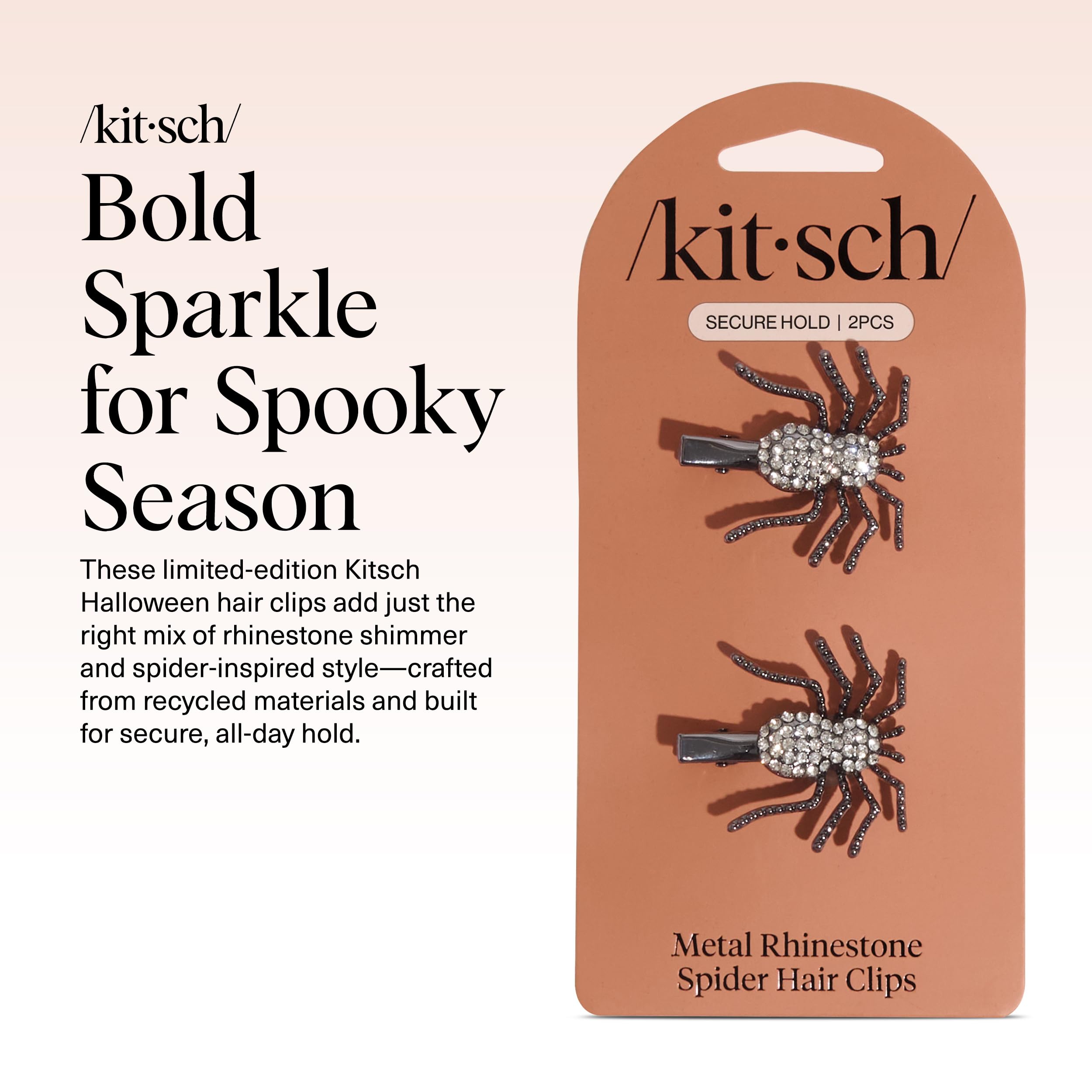 Kitsch Spider Hair Clips for Women - Rhinestone Hair Accessories with Strong Grip | Sparkly Barrettes for Styling & Everyday Hai