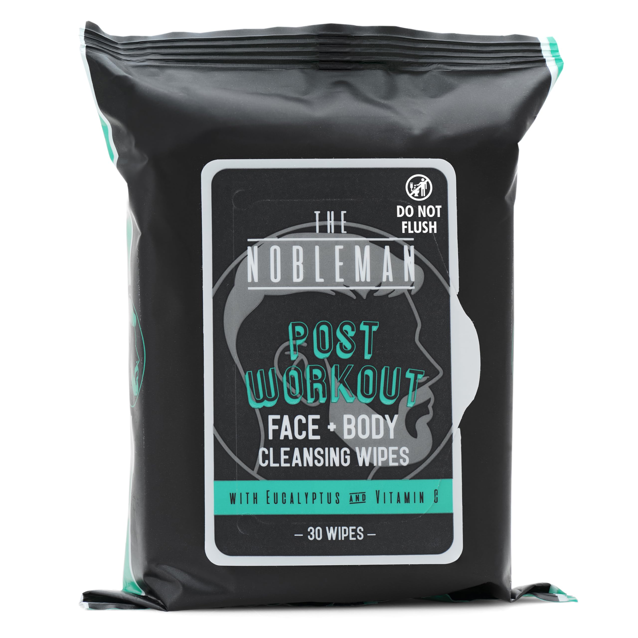 The Nobleman 4-Pack Face + Body Cleansing Wipes: 4 Post Workout Packs with Eucalyptus and Vitamin C (120 Ct.)