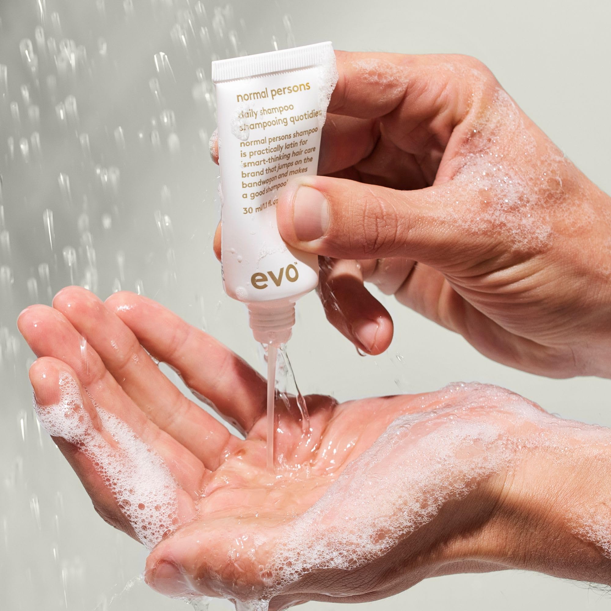 EVO Normal Persons Daily Care Shampoo - Deeply Cleanses, Removes Product Build-Up & Strengthens All Hair Types - Travel Size, 30