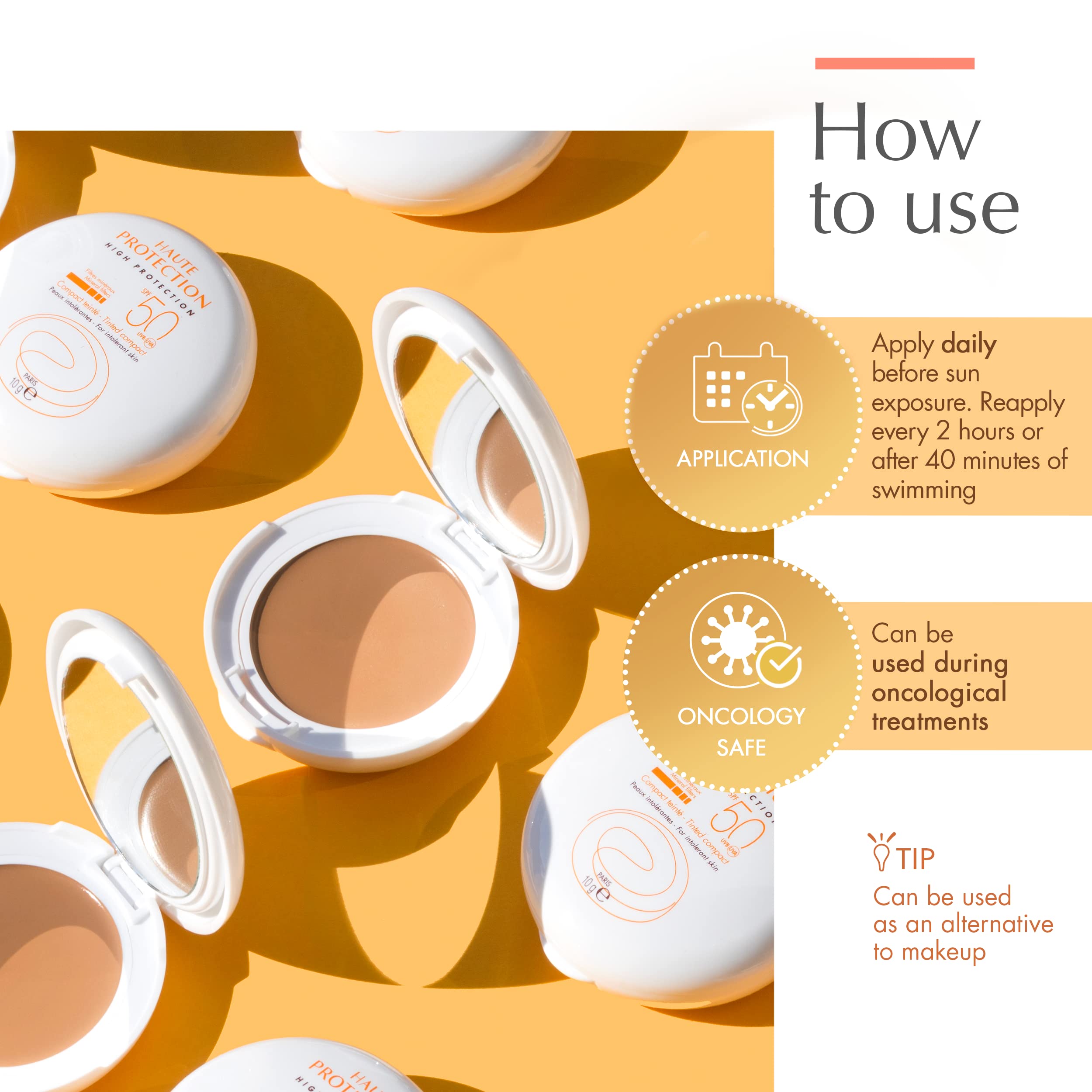 Eau Thermale Avane Mineral High Protection Honey Tinted Compact, Broad Spectrum Spf 50 - Uvauvb Blue Light Protection - Net Wt 0