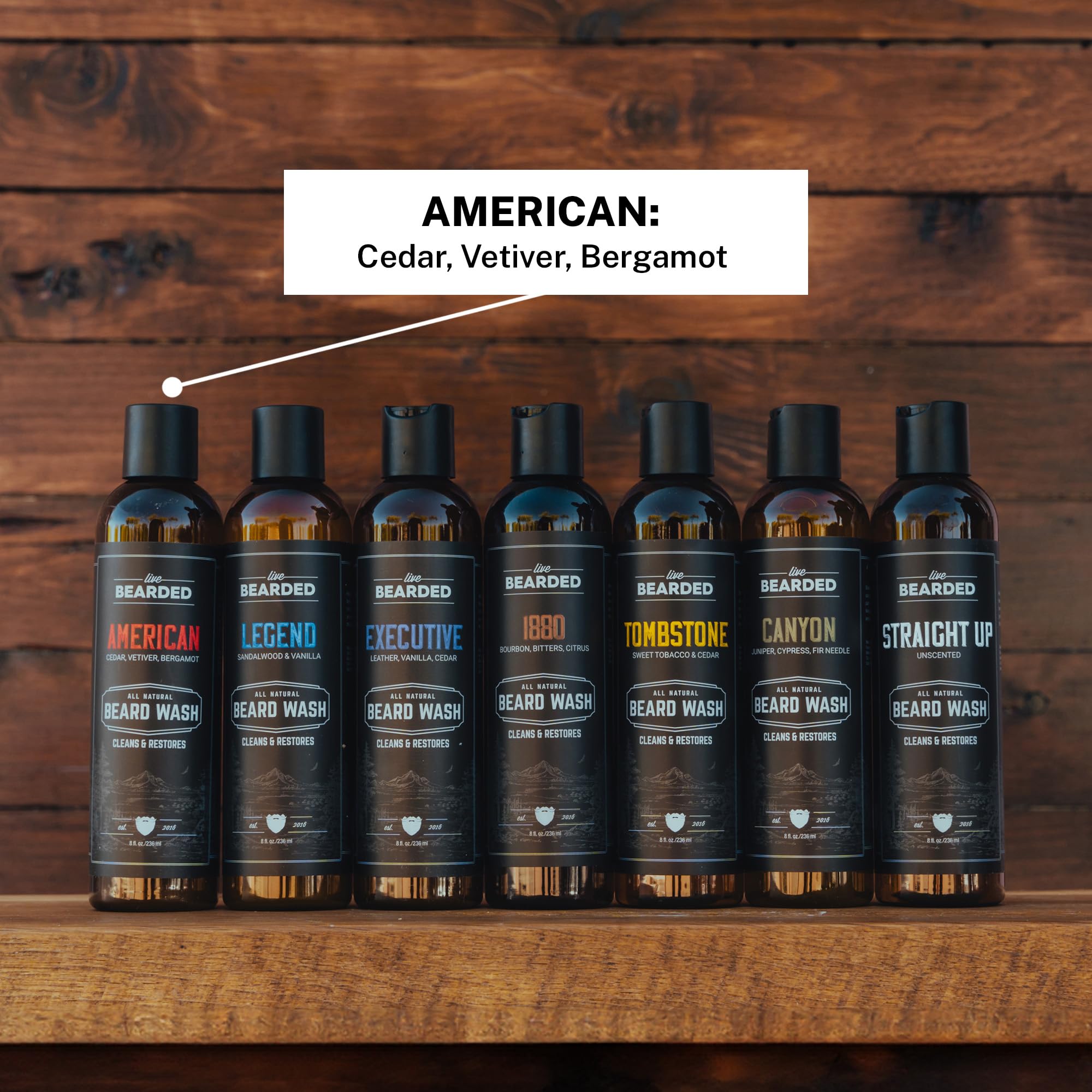Live Bearded: Beard Wash - American - Beard And Face Wash - 8 Fl. Oz. - Water-Based Formula With All-Natural Ingredients For A G