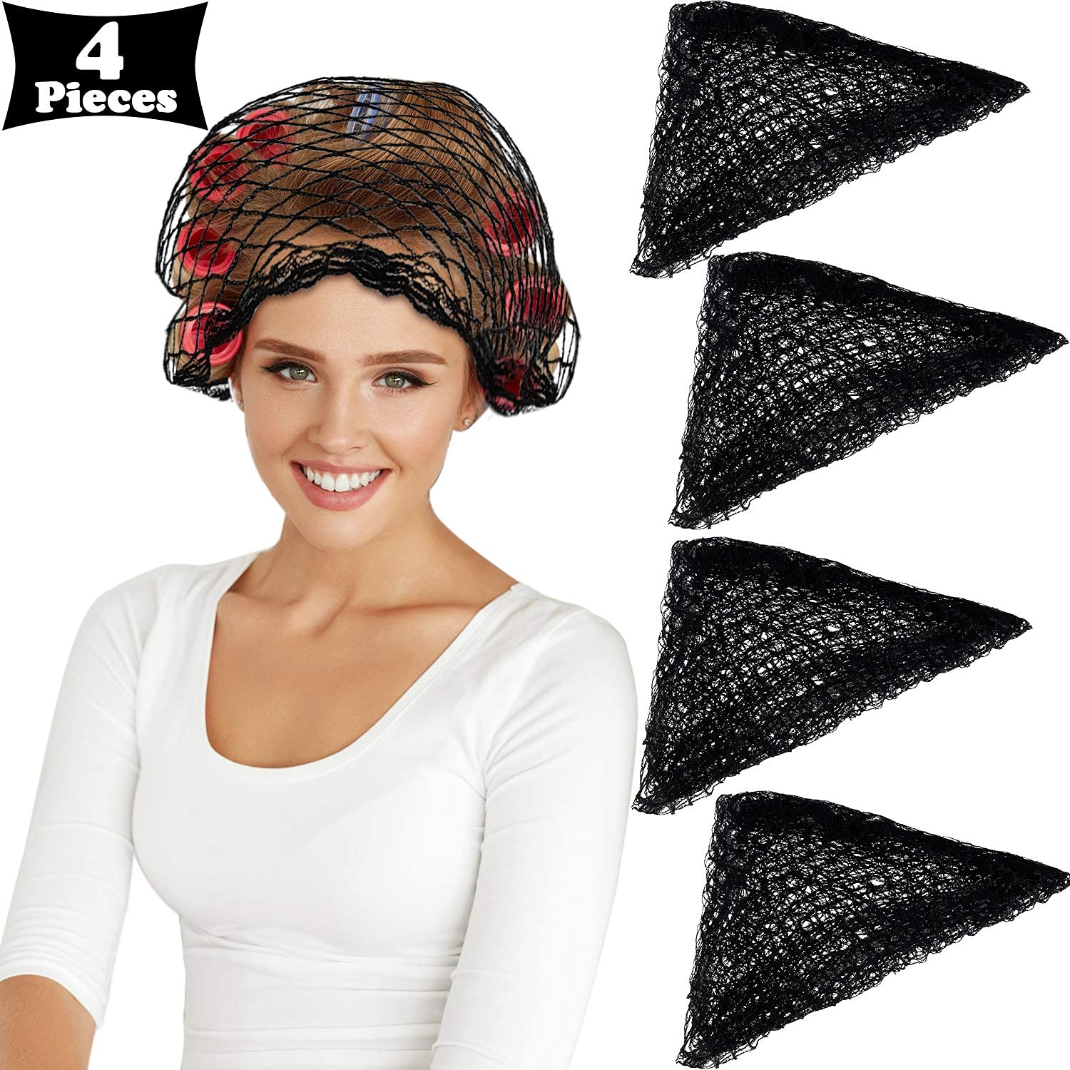 4 Pieces Triangle Hair Net for Rollers, Women Hair Net Mesh Hair Net Triangular Hair Setting Net for Sleeping, 35 x 35 x 57 Inch