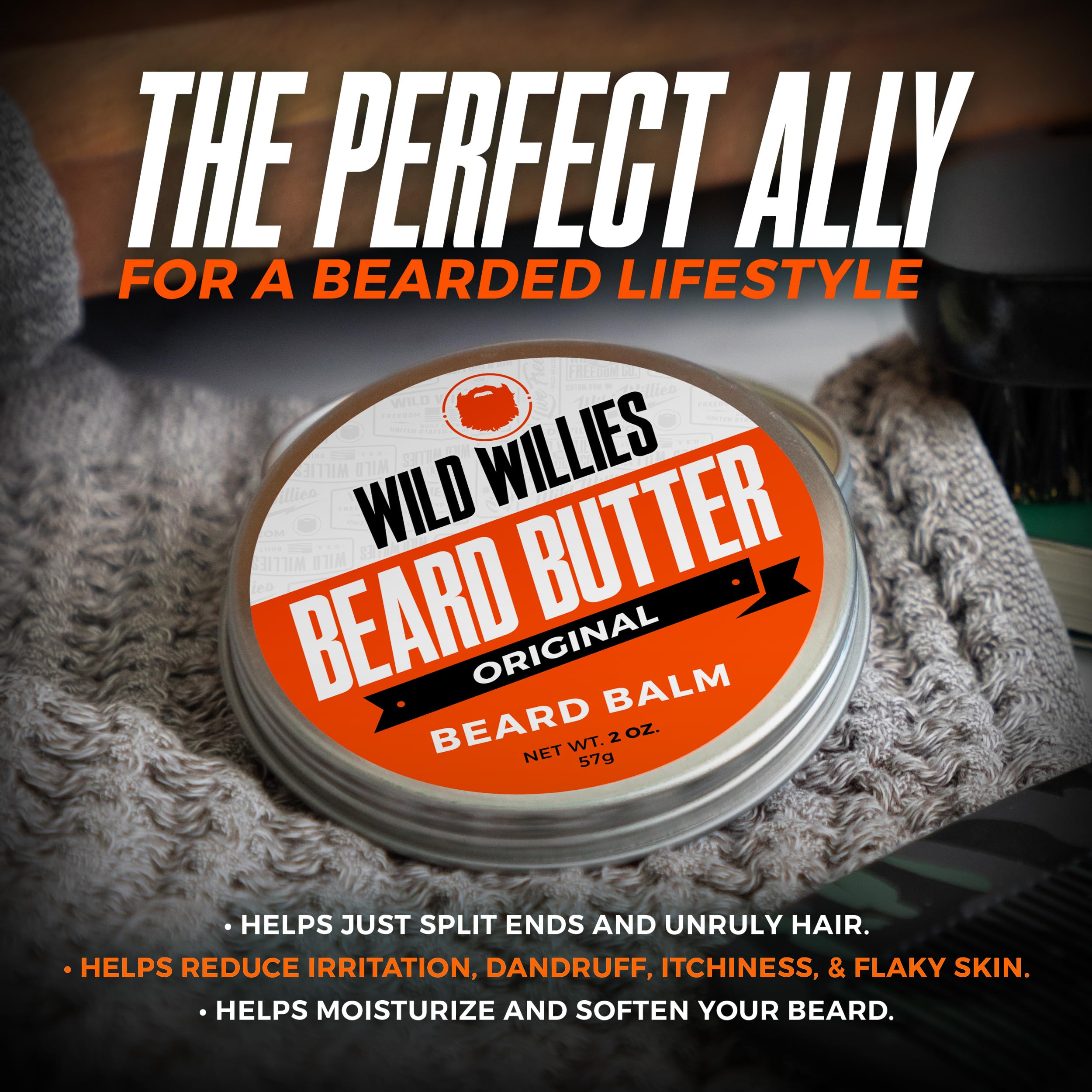 Wild Willies Premium Beard Balm Leave-In Conditioner Natural, Organic Ingredients Promote Fast Beard Growth, Removes Itch & Dand