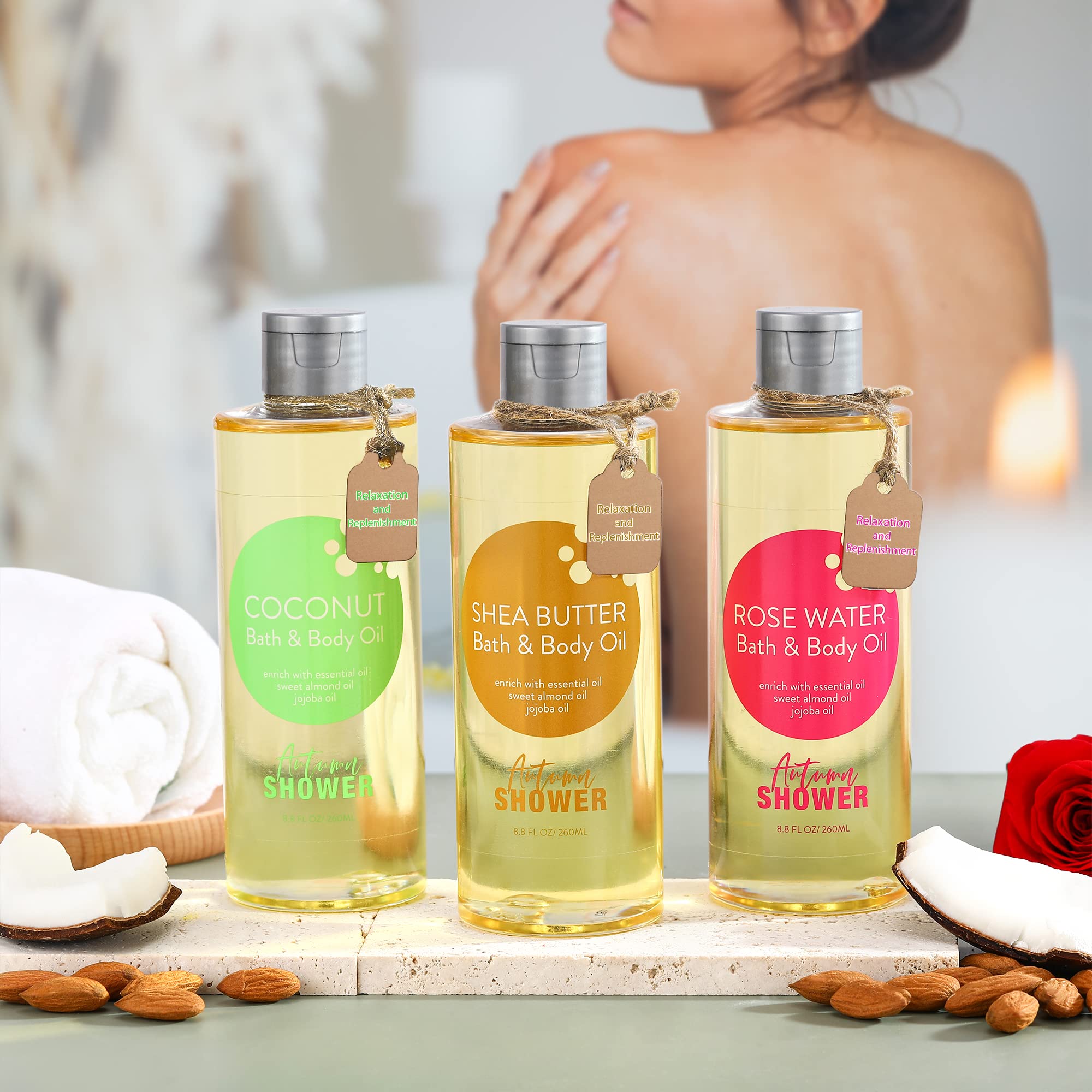 Autumn Shower Bath And Body Oil Oil With Sweet Almond Oil Jojoba Oil, Shea Butter & Rose Water & Coconut Bath Oils Mother'S Day