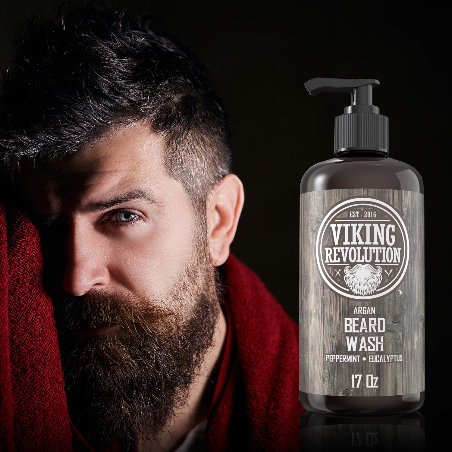 Beard Wash Shampoo W/Argan & Jojoba Oils - Softens & Strengthens - Natural Peppermint And Eucalyptus Scent - Beard Shampoo W/Bea