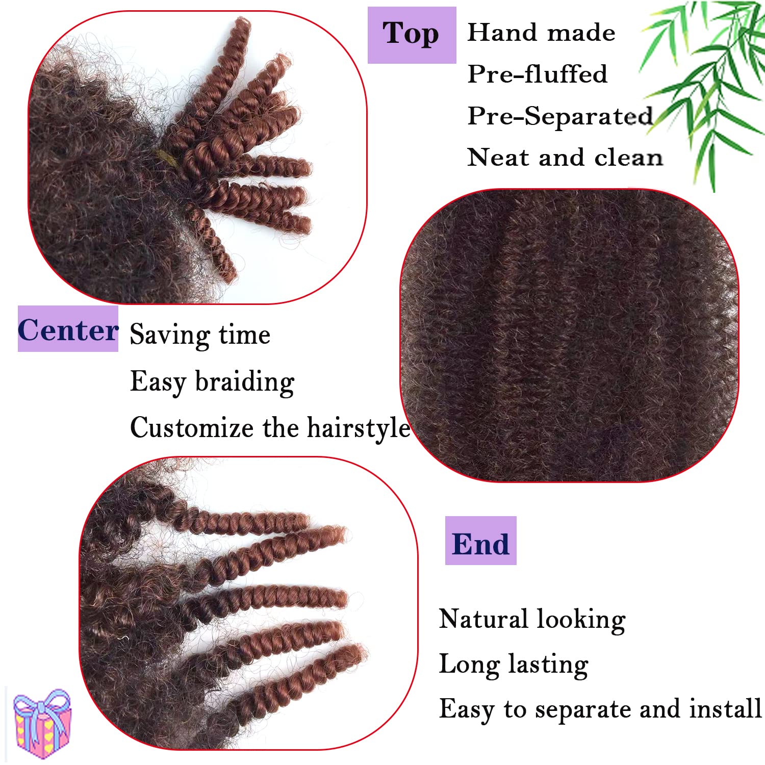 Paraglame Springy Afro Twist Braiding Hair for Soft Locs, Pre-Separated Marley Hair for Faux Locs, Marley Twist Braiding Hair Af