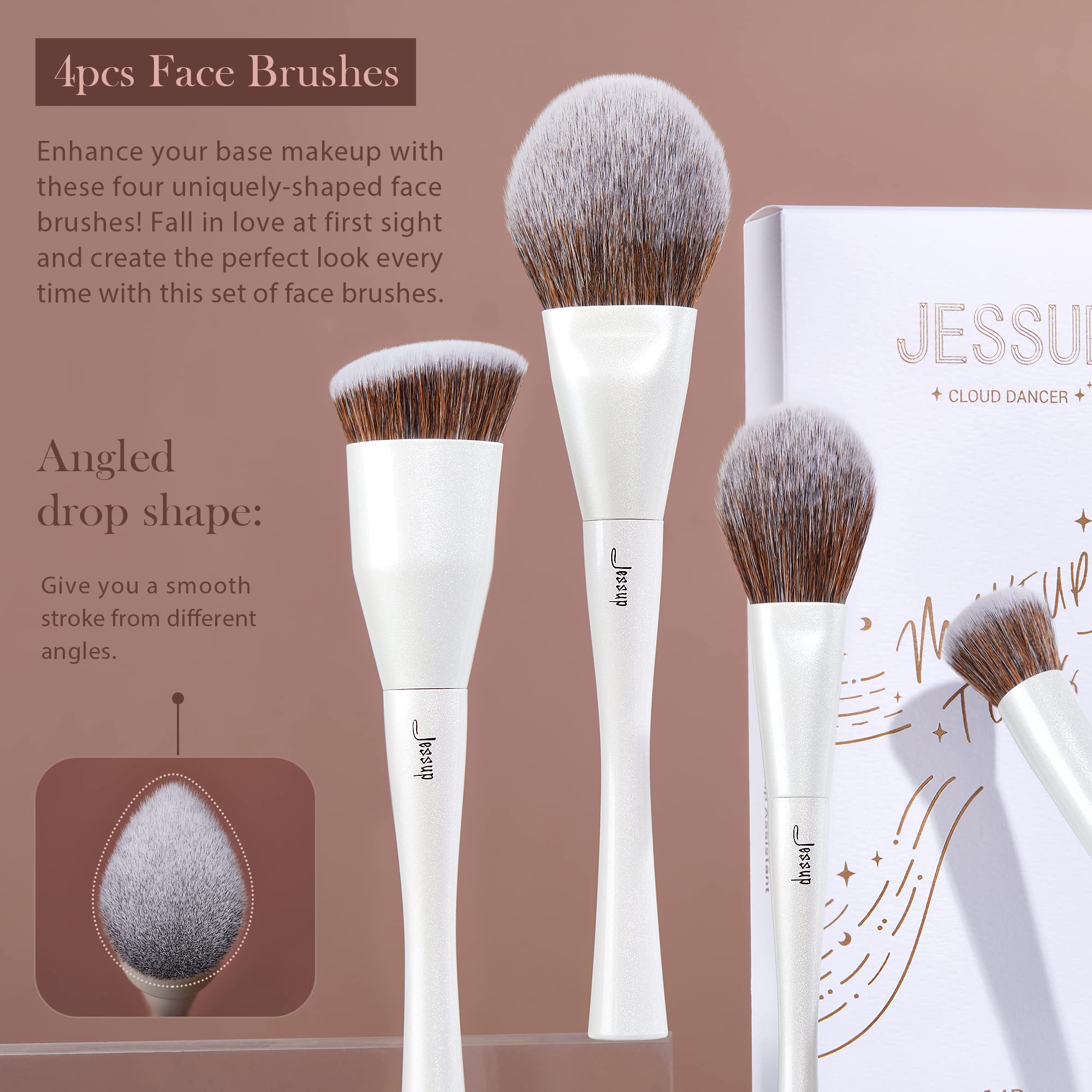 Jessup Makeup Brushes Set 14Pcs Make Up Brushes Premium Synthetic Foundation Concealer Blush Contour Powder Eye Shadow Blending
