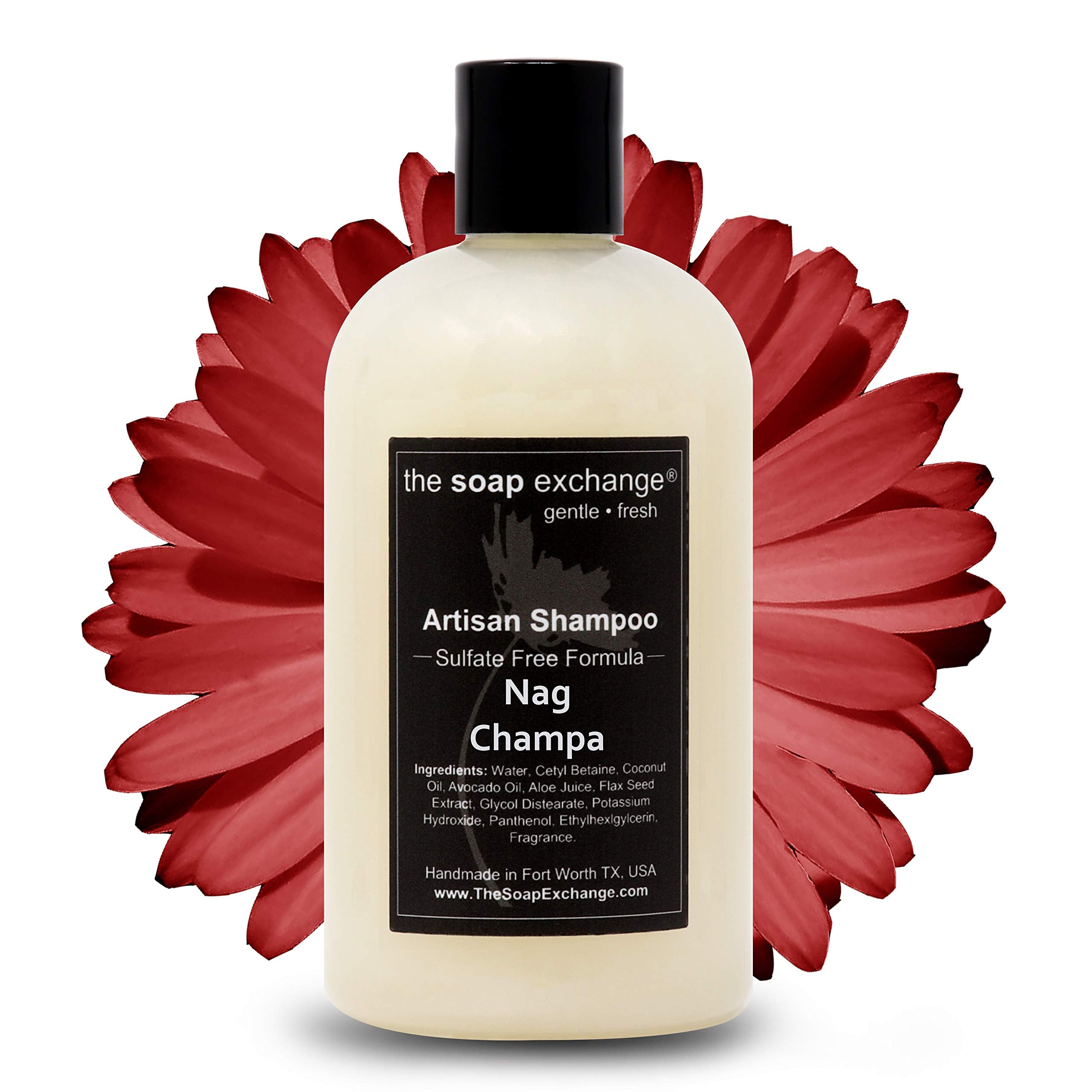 The Soap Exchange Hair Shampoo - Nag Champa Scent - Hand Crafted 12 fl oz / 354 ml Natural Artisan Hair Care, Gentle, Sulfate & 