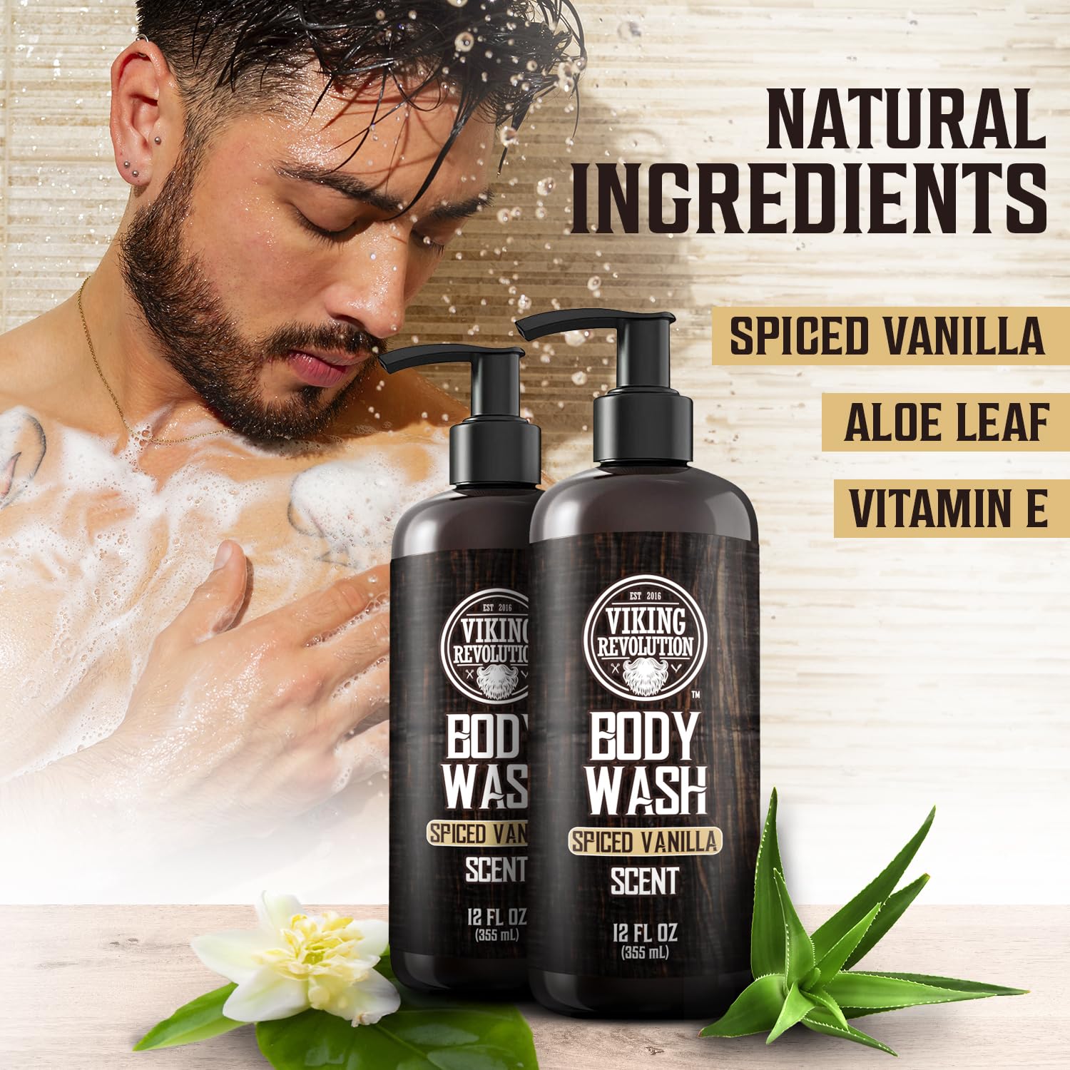Viking Revolution Men'S Body Wash - Spiced Vanilla Mens Body Wash - Mens Natural Body Wash For Men With Vitamin E And Rosemary O