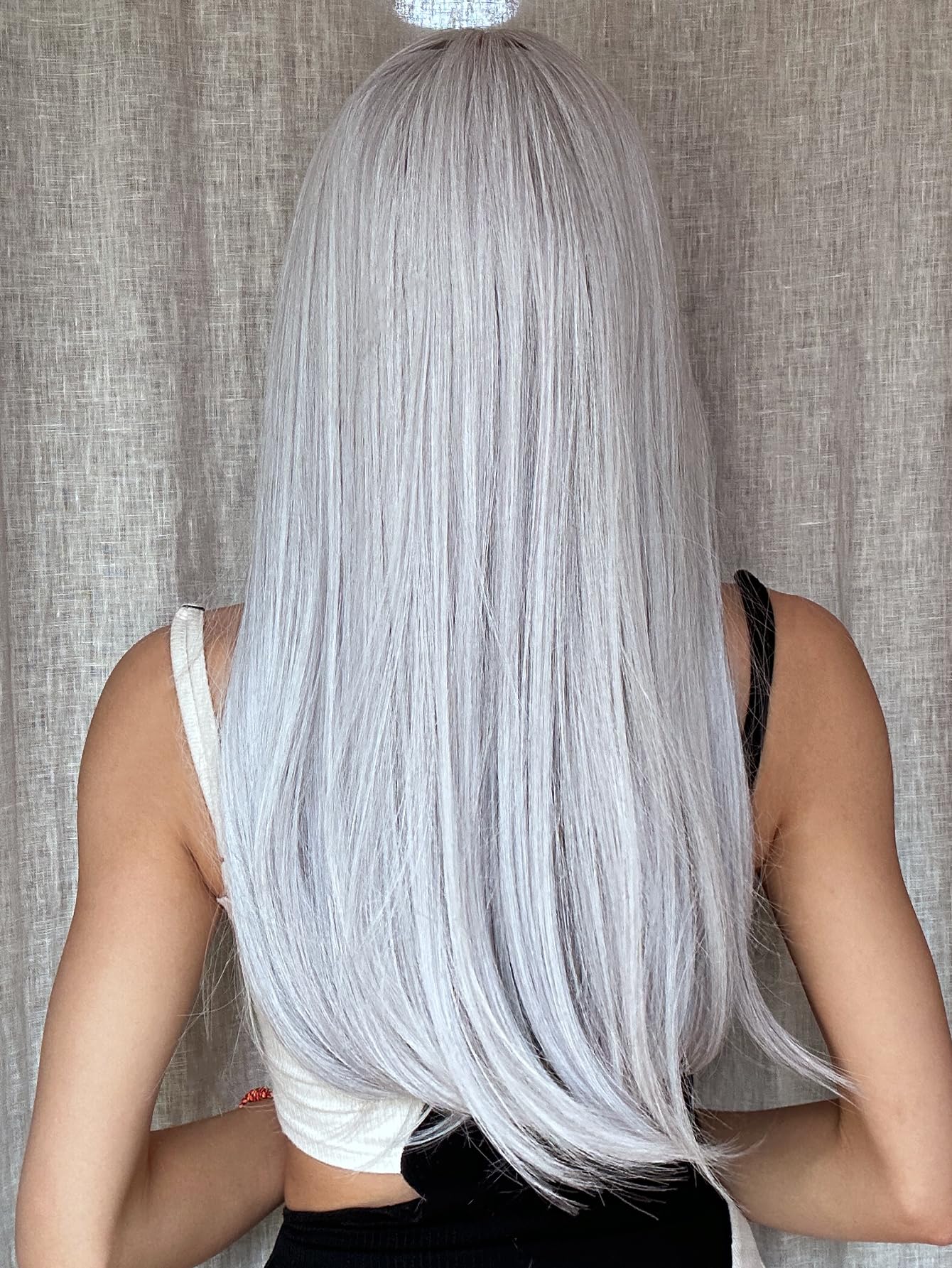 Entranced Styles White Wig With Bangs Long Straight White Wigs For Women Cosplay Wigs For Gril Natural Hairline Heat Resistant S