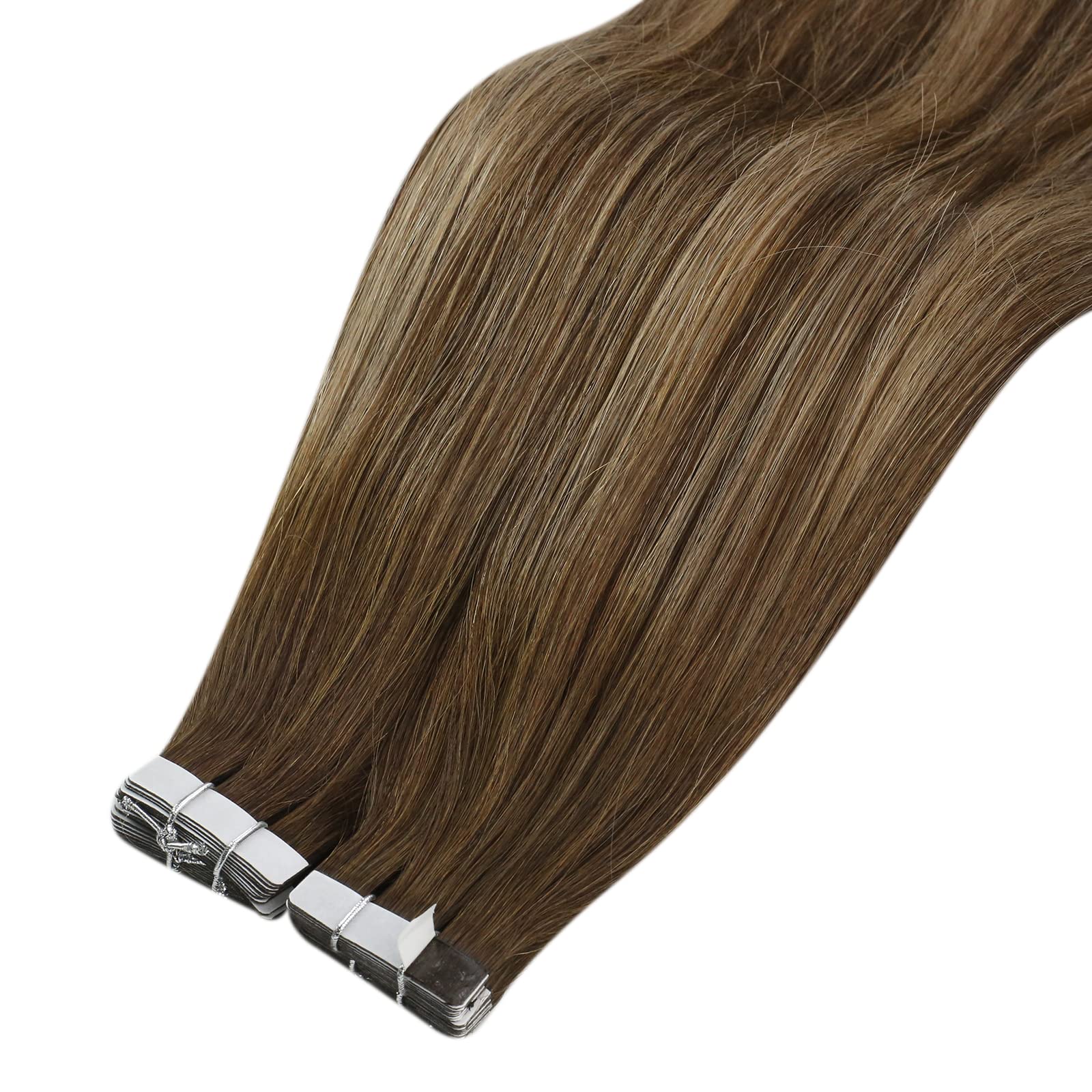 Tape In Hair Extensions Human Hair Brown Balayage Sunny Taping Hair Extensions Chocolate Brown Ombre Caramel Blonde Mix Dark Bro