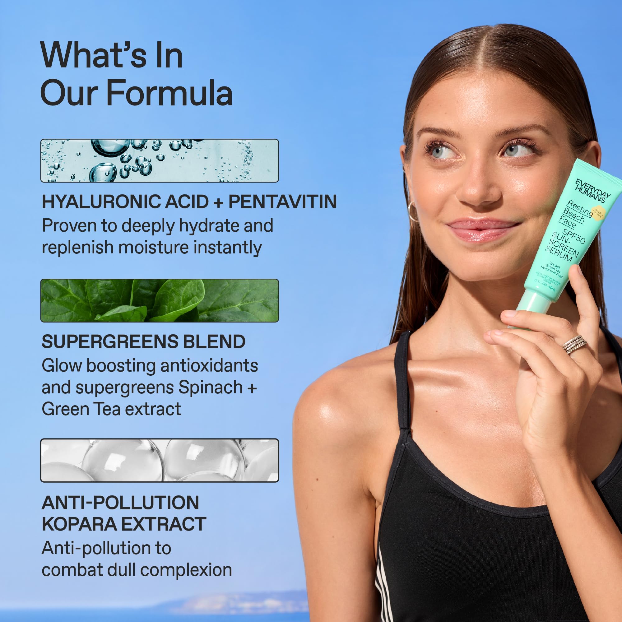 Everyday Humans Spf30 Pa +++ Sheer Sunscreen Serum Primer For Women, 1.7Oz | Light Glow Finish With Hyaluronic Acid | Make-Up Pr