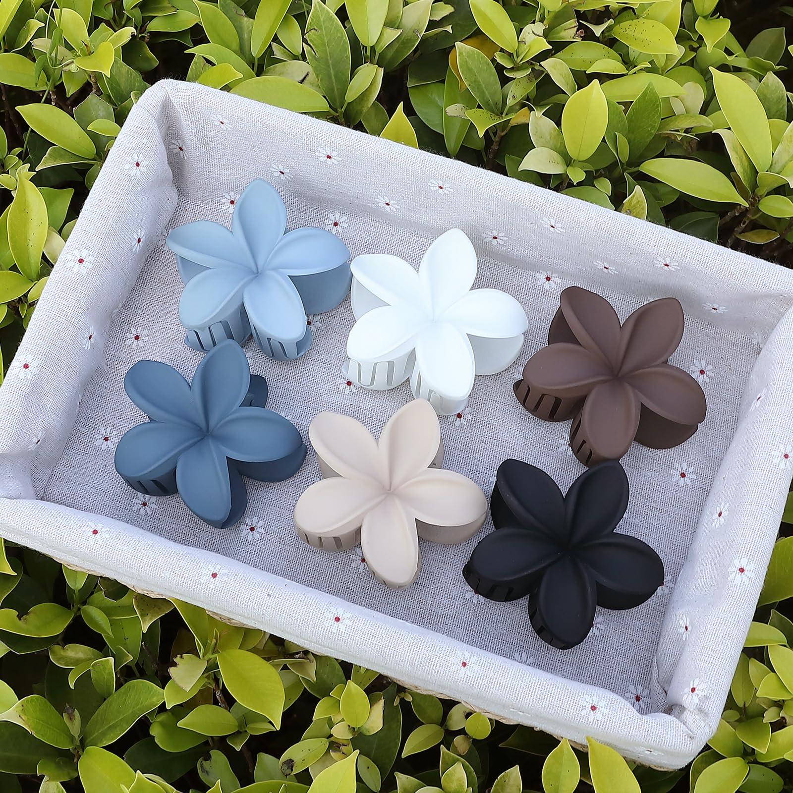 Sisiaipu Flower Hair Claw Clips 6 Pcs Large Claw Clips for Thick Hair Hawaiian Flower Hair Clips Plumeria Claw Clips for Thin Ha