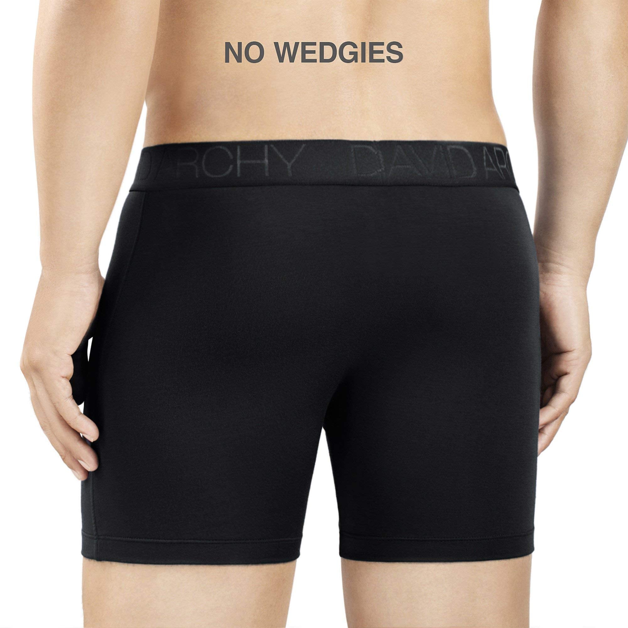 DAVID ARcHY Bamboo Mens Underwear Boxer Briefs Breathable and Soft with Fly Trunks 4 Pack (M, BlackDark gray - 55 in 4 Pack)