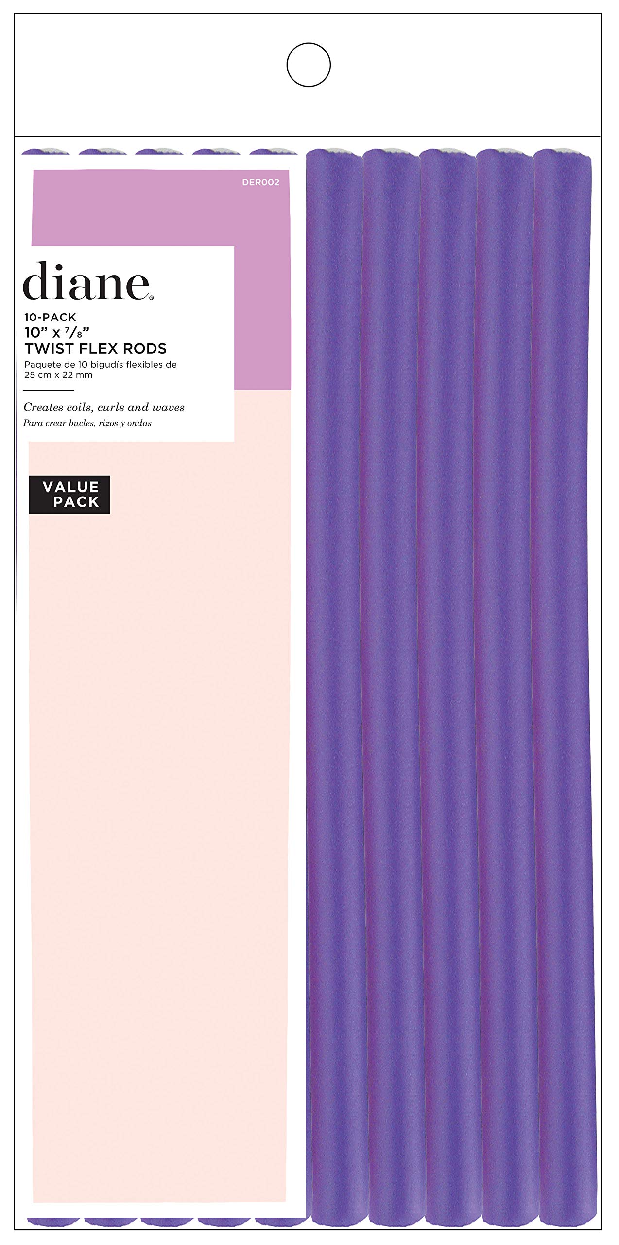 Diane DER002 Twist-flex Rods, Purple, 7/8 Inch 10 Pack