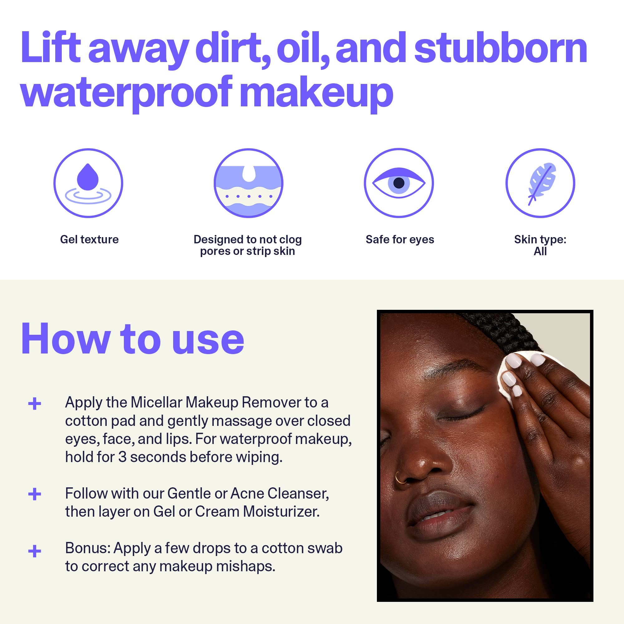 Curology Micellar Water Makeup Remover - Gentle, Hydrating Cleansing Water, 8.5 fl oz, Waterproof for Eye and Face Makeup