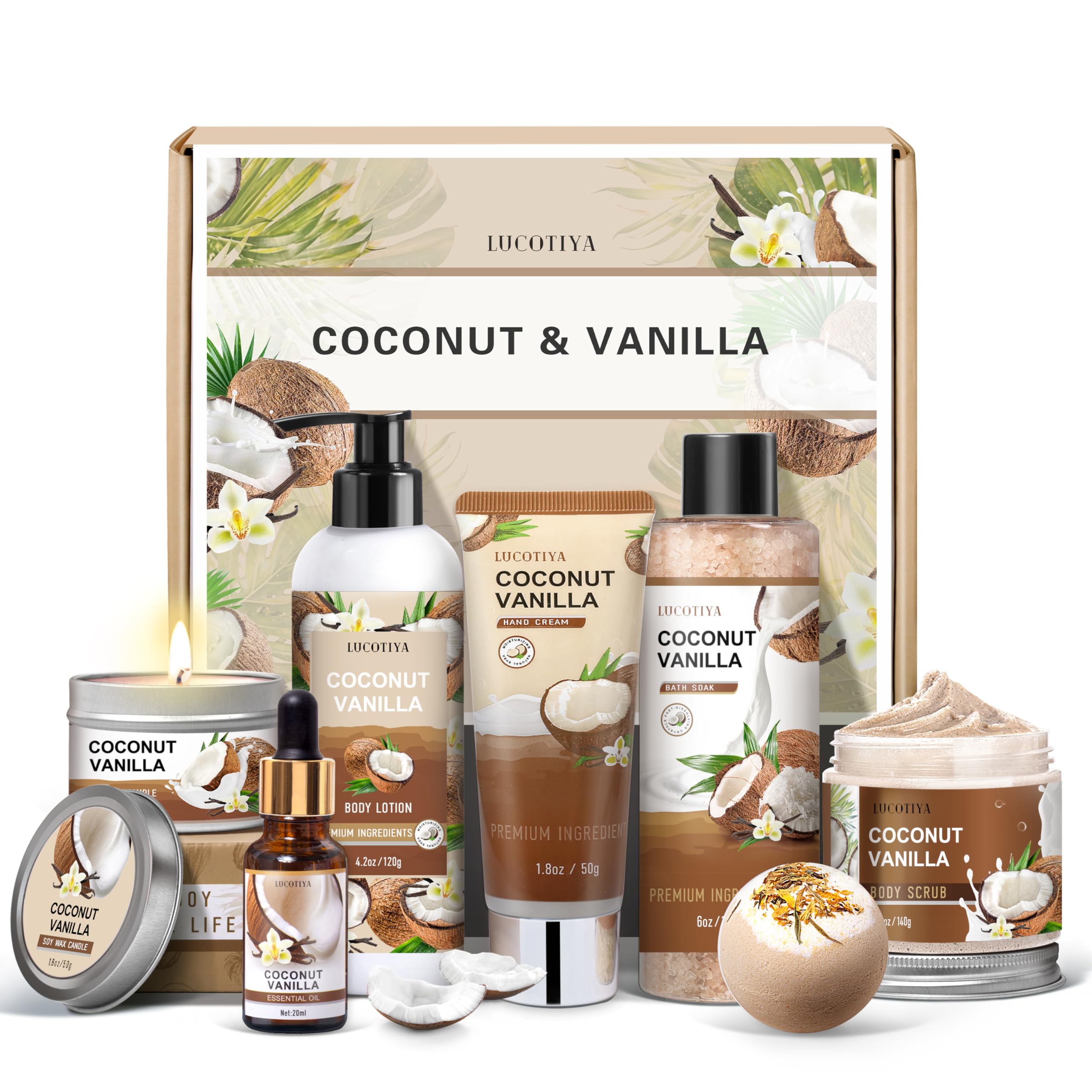 Gifts For Women, Birthday Gifts For Women, Bath And Body Gifts Set, Spa Gifts For Women Vanilla Coconut, Self Care Relaxing Bath